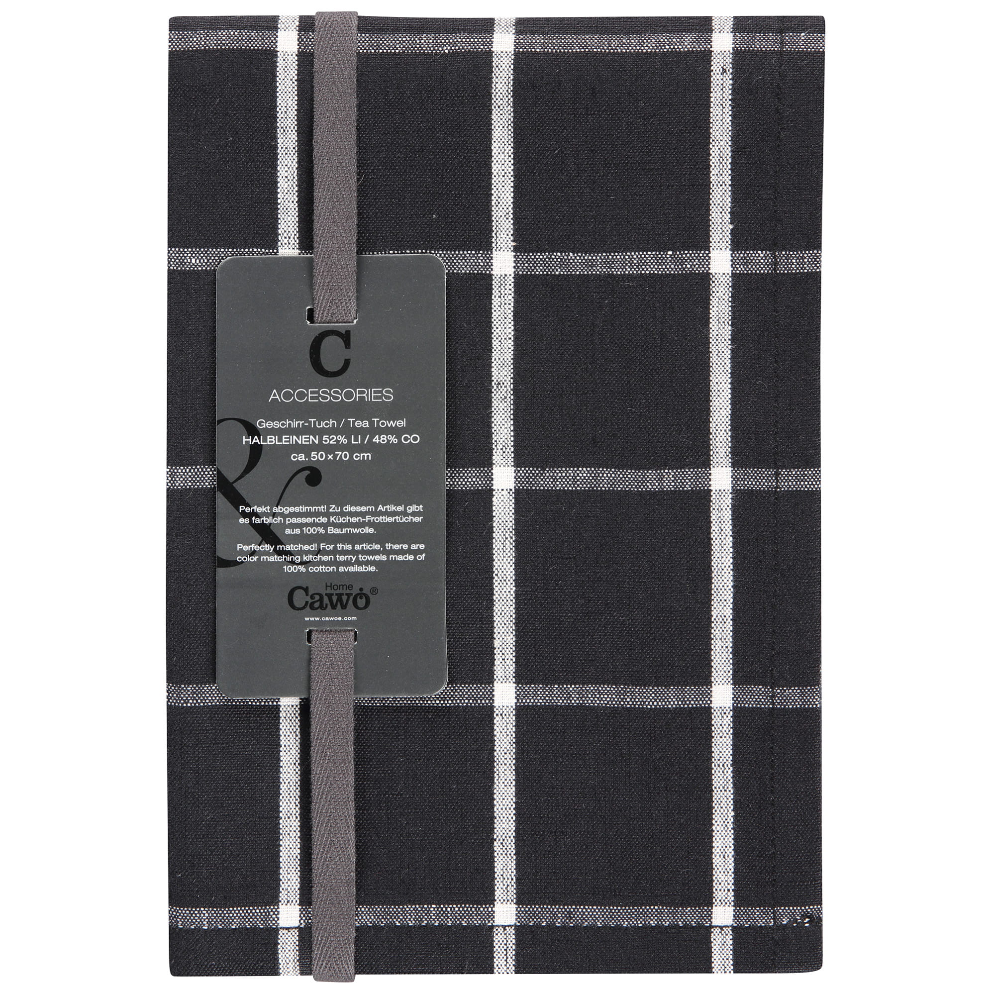 Cawö Cuisine Zoom Karo 123 - Geschirrtuch 50x70 cm - Farbe: schwarz - 97