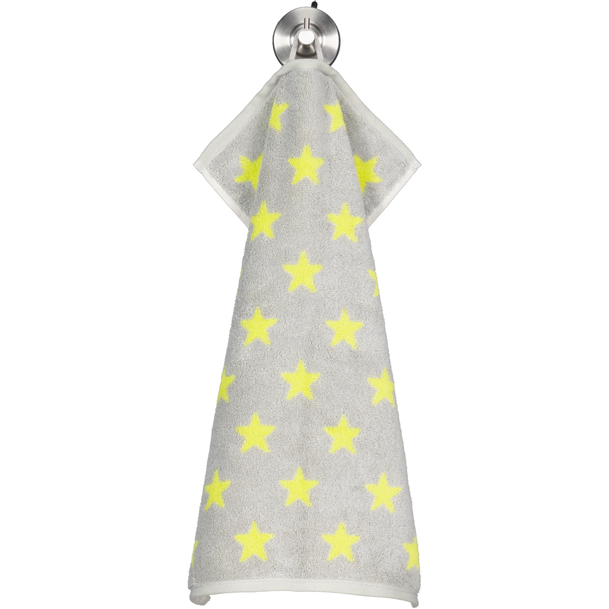Cawö Handtücher NEW STARS Sterne klein 6261 platin/lime - 75 - Gästetuch 30x50 cm