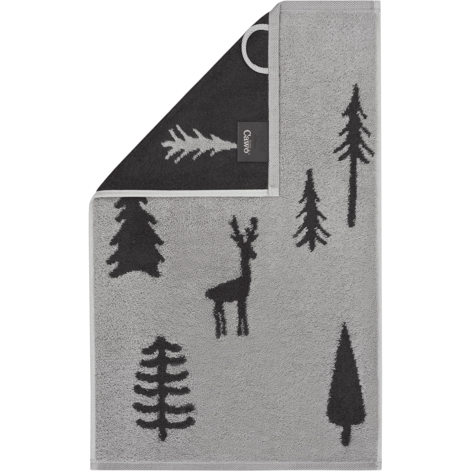 Cawö Handtücher WINTER EDITION Tannen 6273 platin/basalt - 70 - Gästetuch 30x50 cm