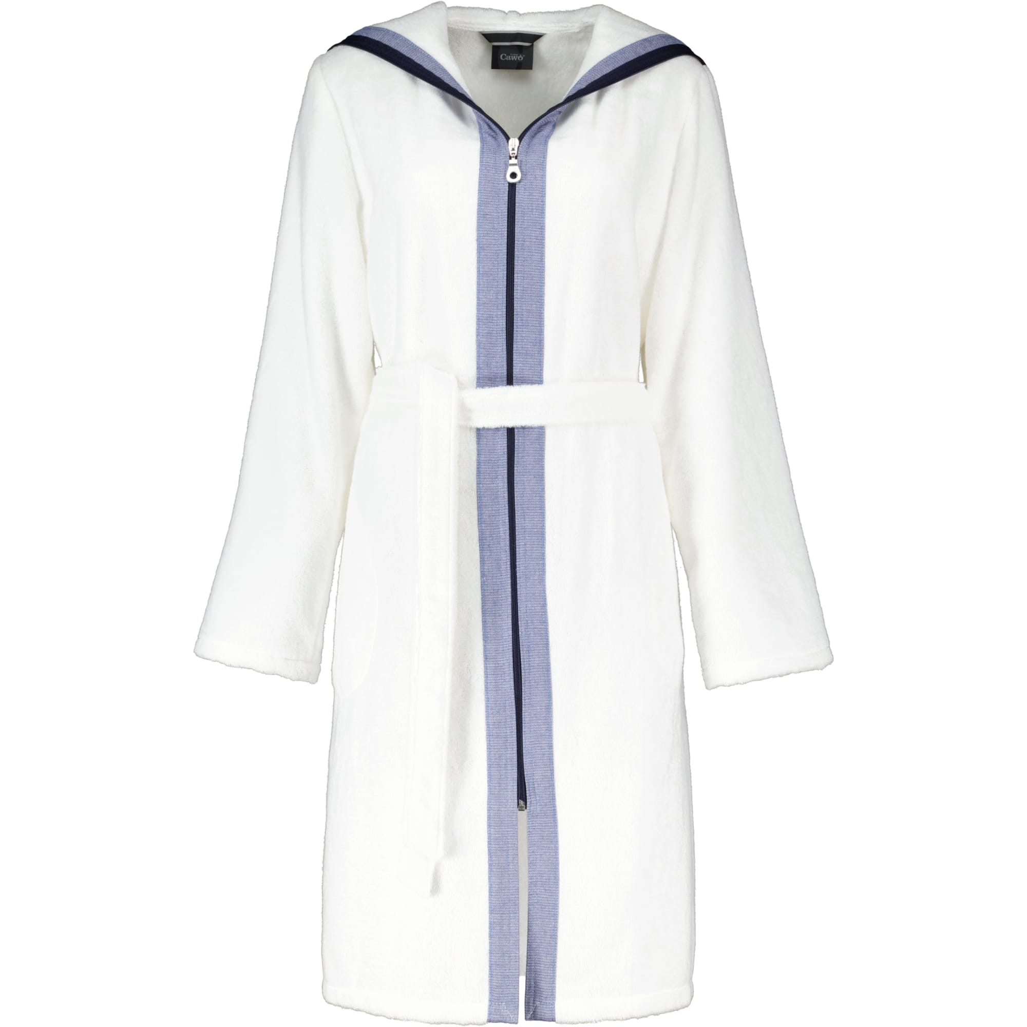 Cawö Bademäntel Damen Reißverschluss Breton 6598 weiß - 600