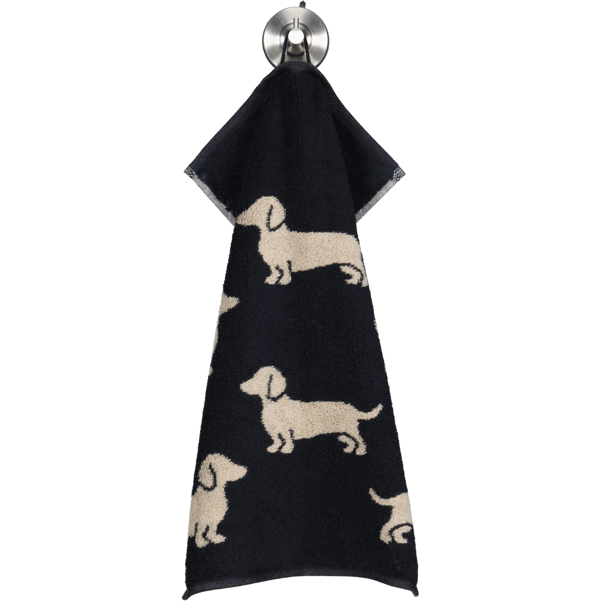 Cawö Handtücher WE LOVE DOGS 6246 Schwarz-Beige - 93 - Gästetuch 30x50 cm