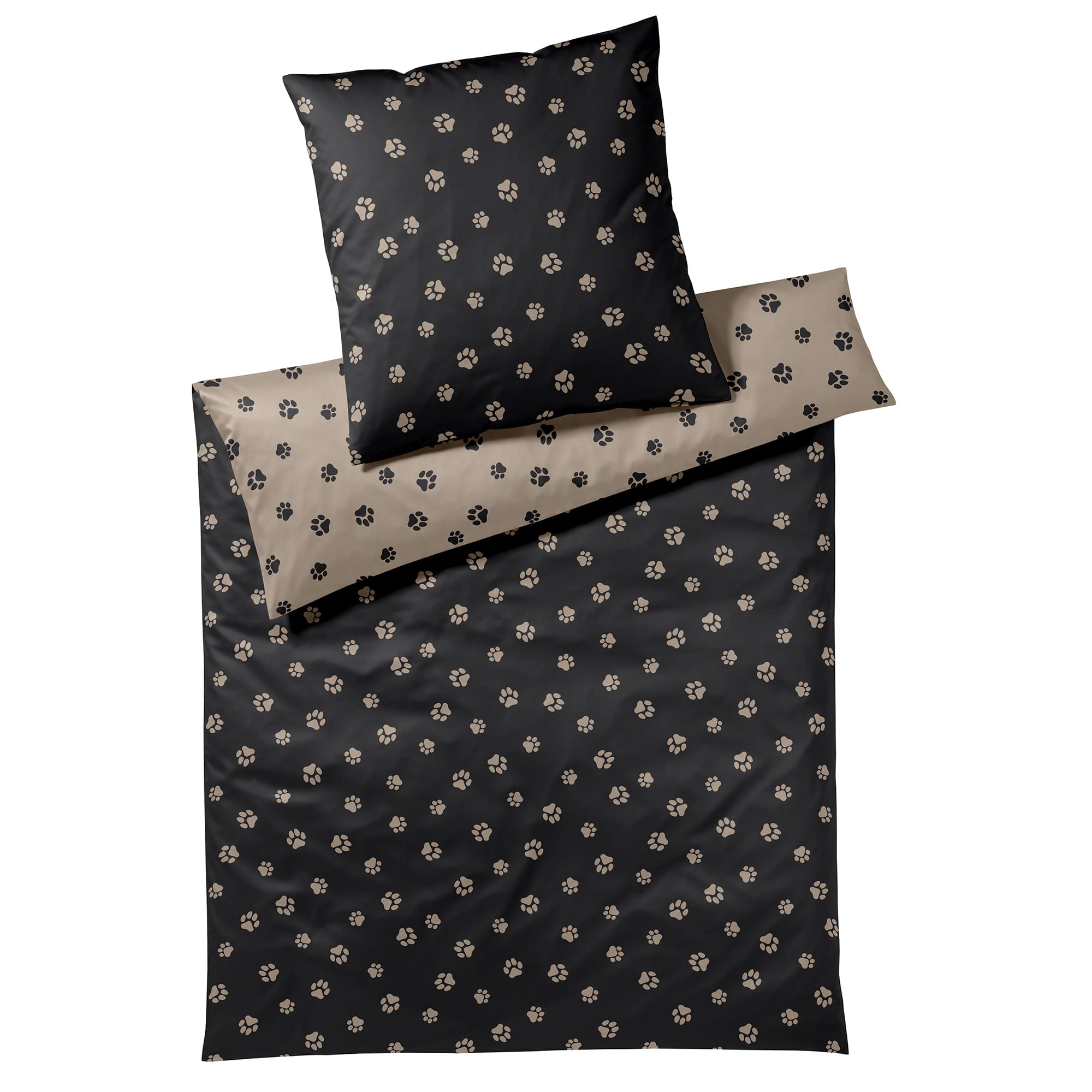 elegante Bettwäsche WE LOVE DOGS Paws 24541 Schwarz-Beige - 9