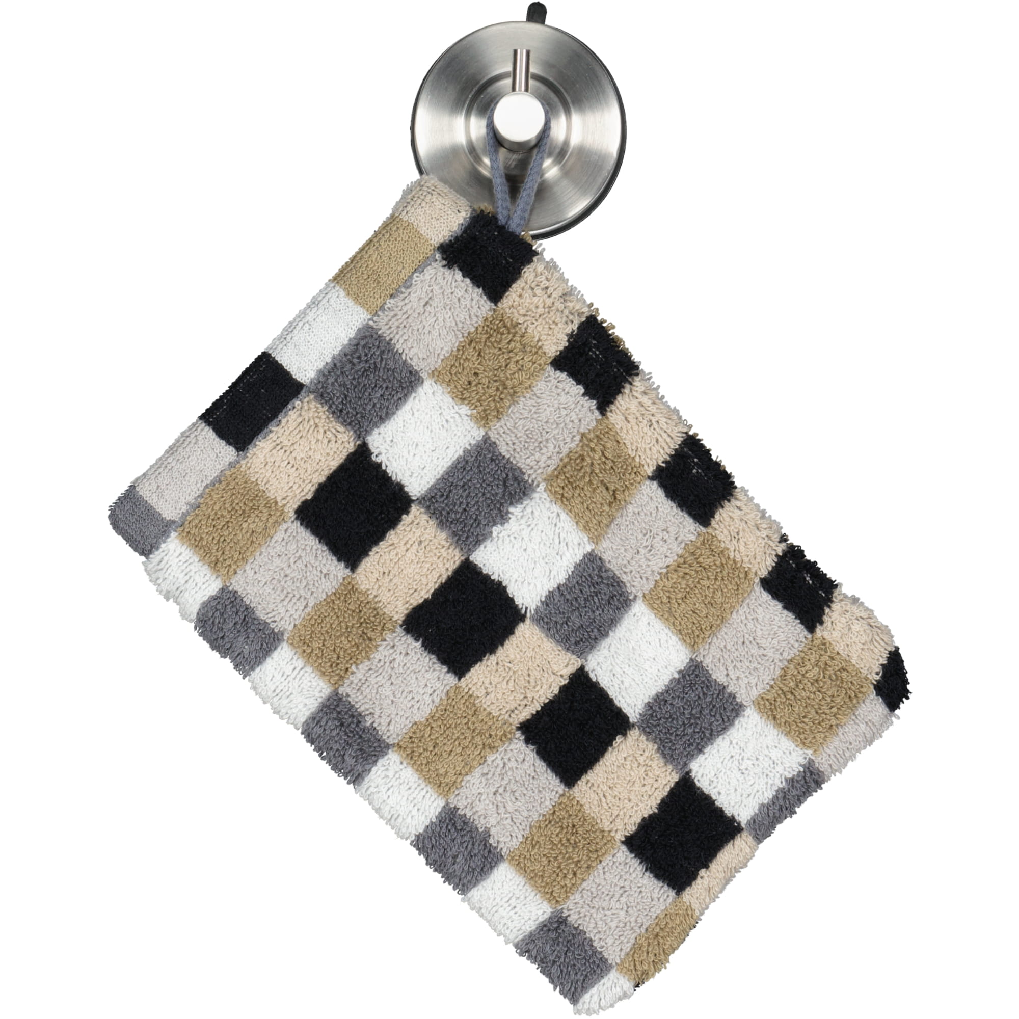 Cawö - Life Style Karo 7047 - Farbe: 37 - kiesel - Waschhandschuh 16x22 cm