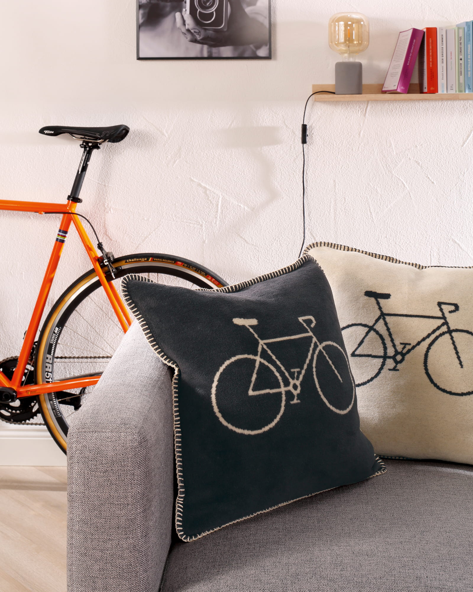Cawö Wohndecken VELO EDITION Allover Fahrrad 62990 beige - 37 - 150x200 cm