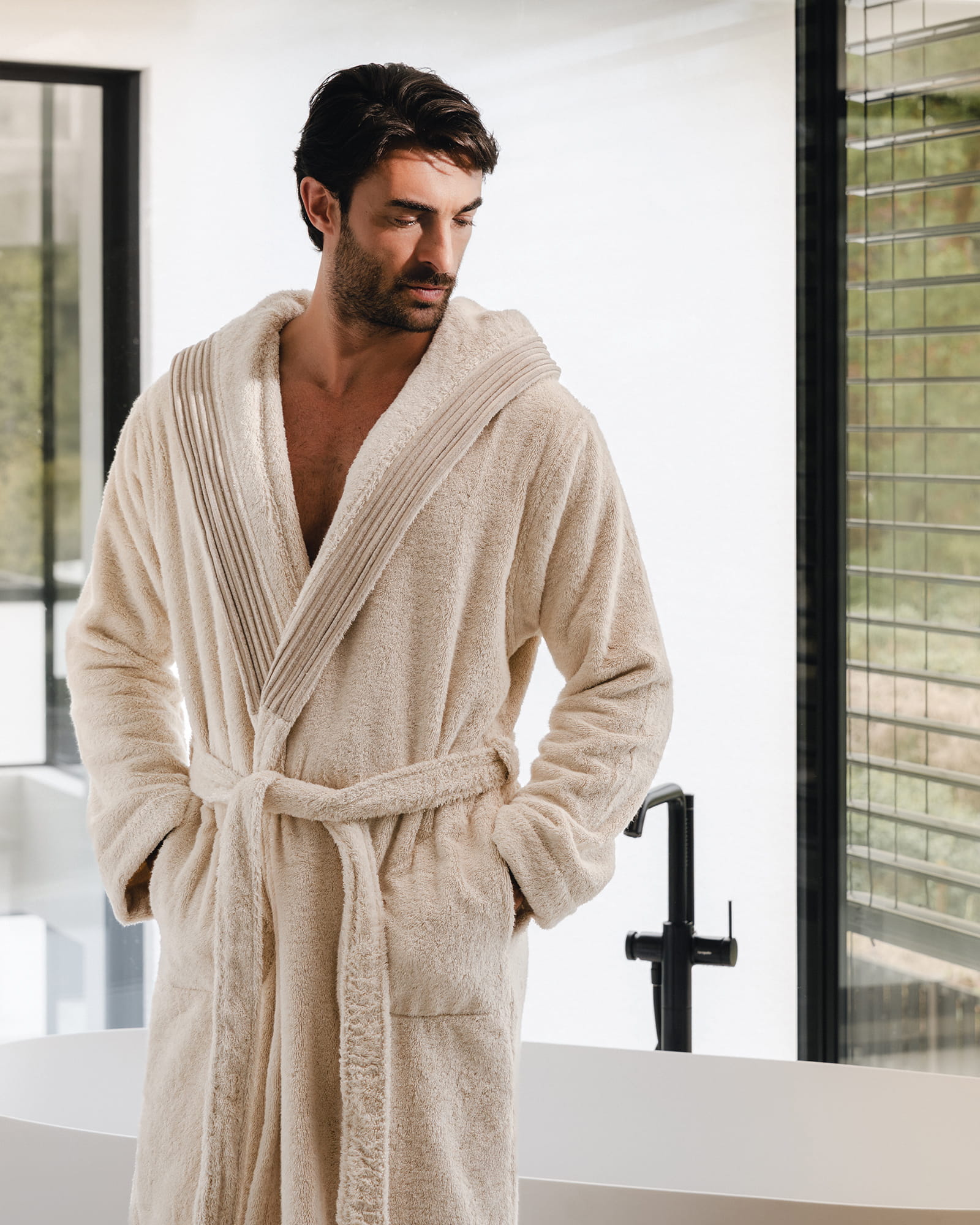 Möve Bademantel Kapuze Wellness (extralang) - Farbe: natur - 869