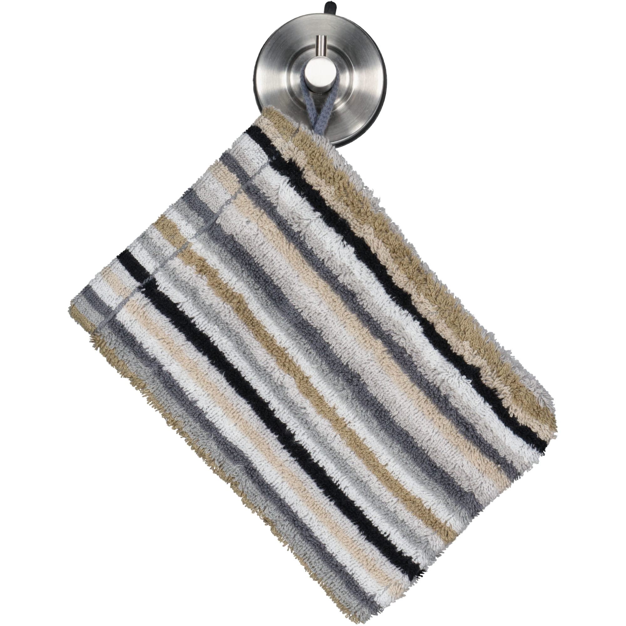 Cawö - Life Style Streifen 7048 - Farbe: 37 - kiesel - Waschhandschuh 16x22 cm
