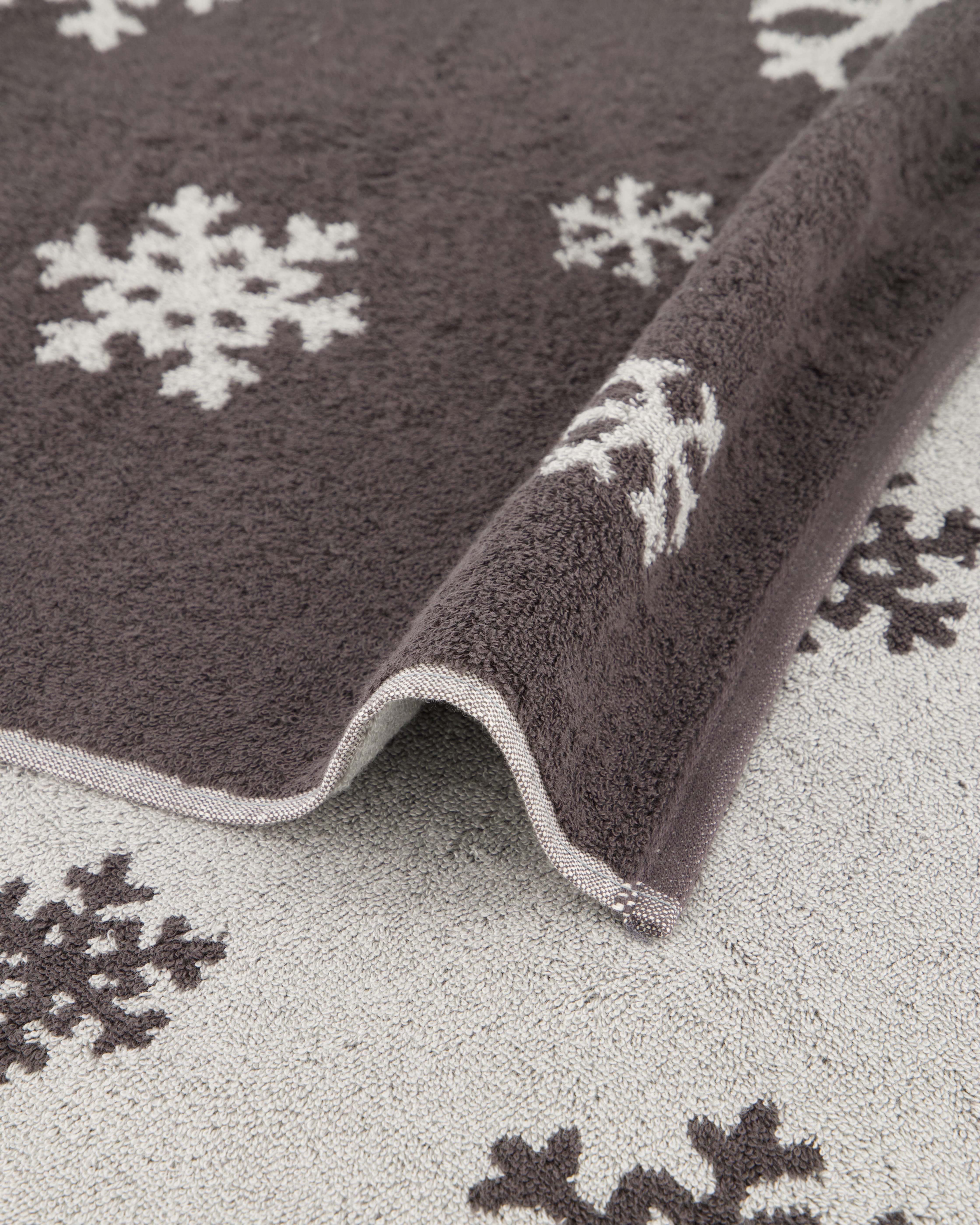 Cawö Handtücher WINTER EDITION Schneekristalle 6270 basalt/platin - 77