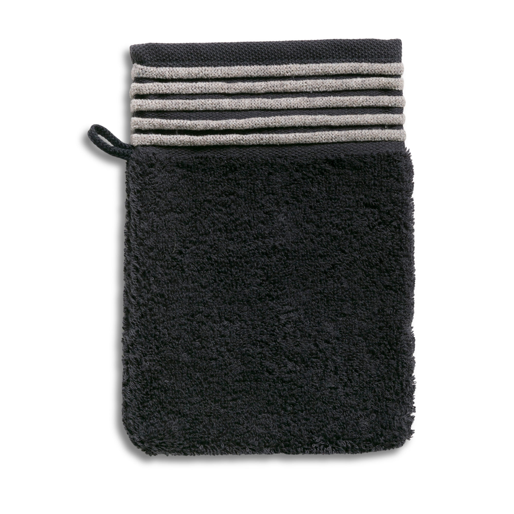 Möve Handtücher Wellness Chenille-Bordüre dark grey - 820 - Waschhandschuh 15x20 cm