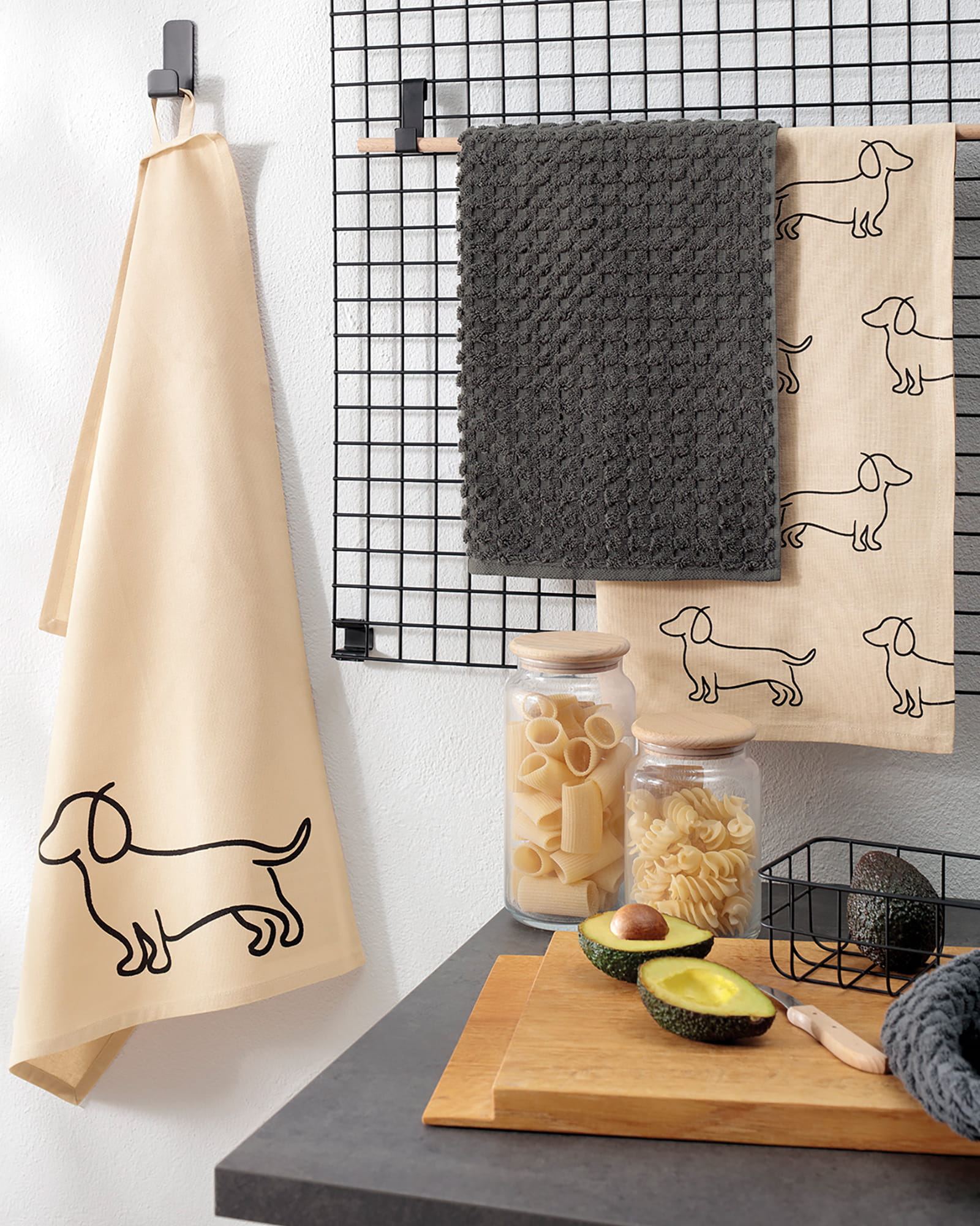 Cawö Home Geschirrtücher Cuisine WE LOVE DOGS 6246 schwarz/beige - 93 - 50x70 cm
