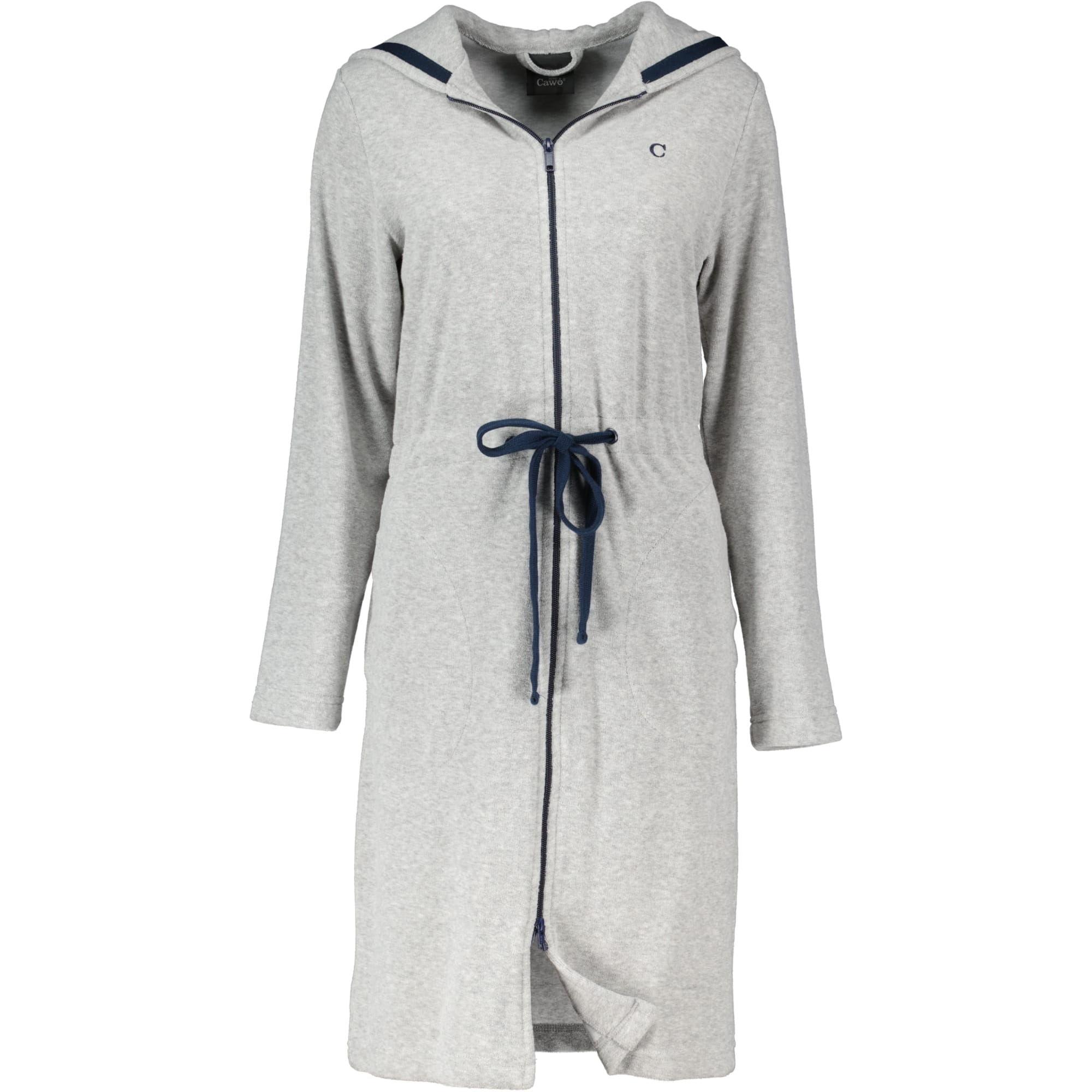 Cawö Home Active Damen Kurzmantel Kapuze TG RV 821 - Farbe: grau-melange/navy - 71