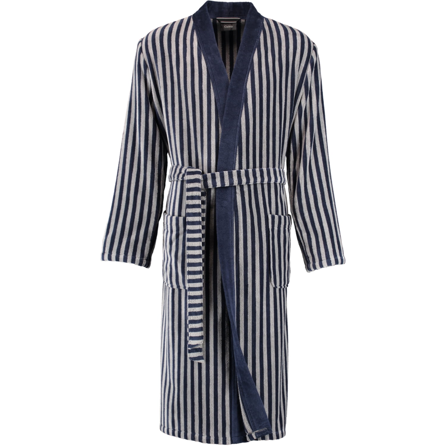 Cawö Herren Bademantel Kimono 3833 - Farbe: blau-graphit - 17