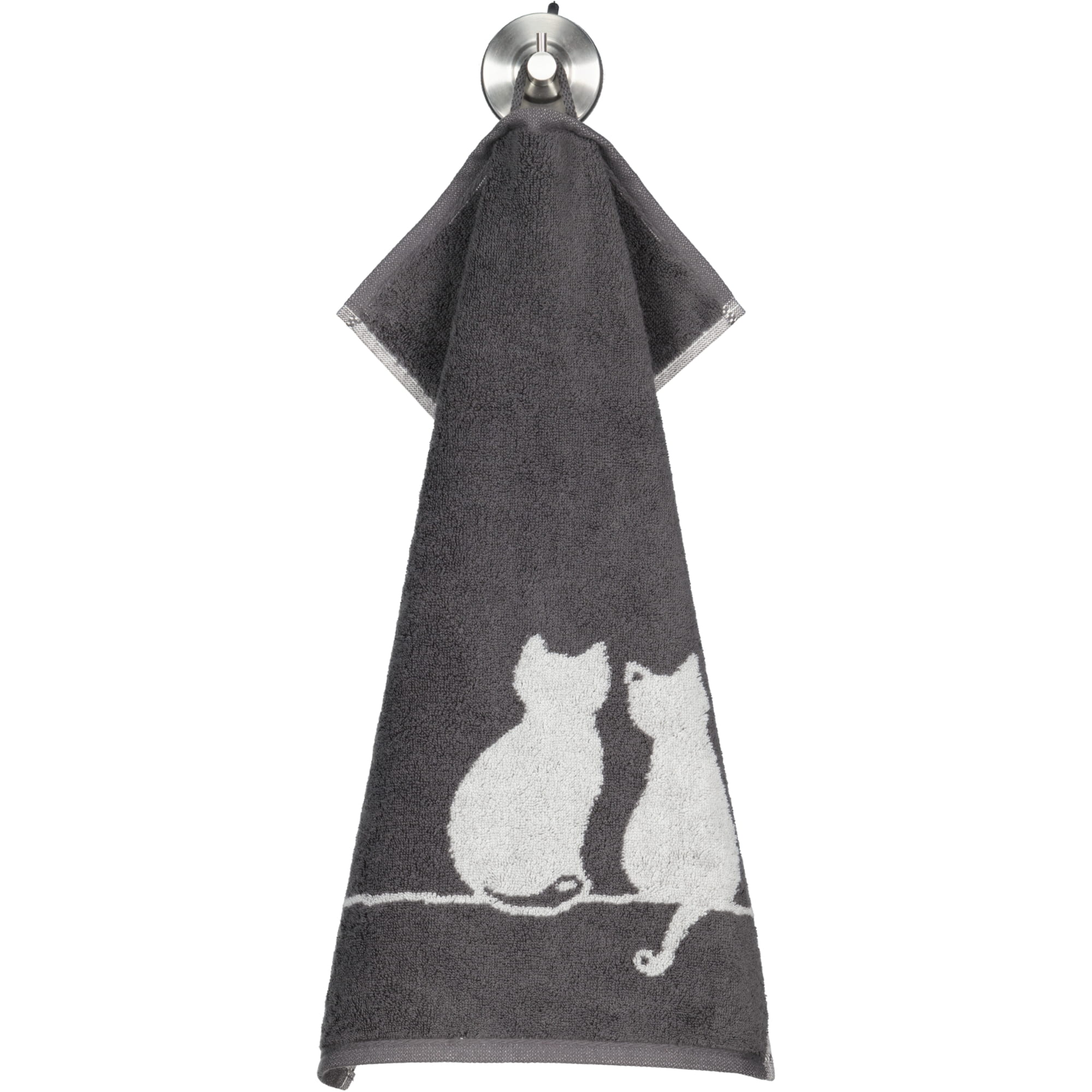 Cawö Handtücher CUTE CATS EDITION You & Me 6263 basalt/platin - 77 - Gästetuch 30x50 cm