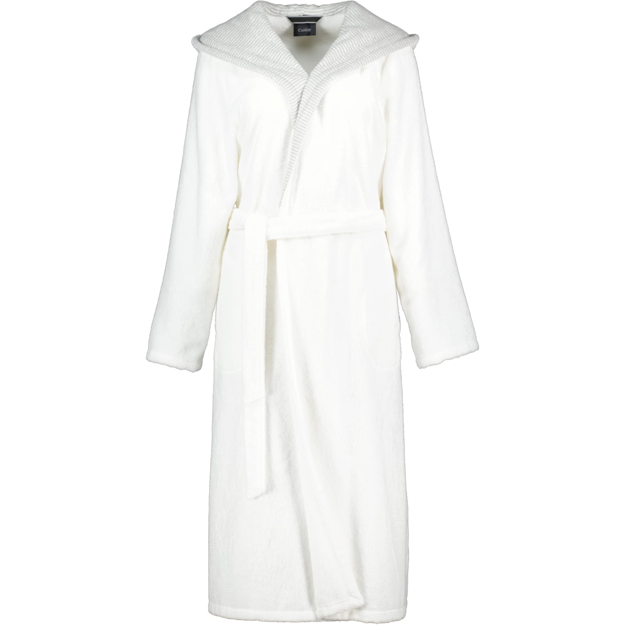 Cawö Damen Bademantel Kapuze 4345 - Farbe: weiß-silber - 607