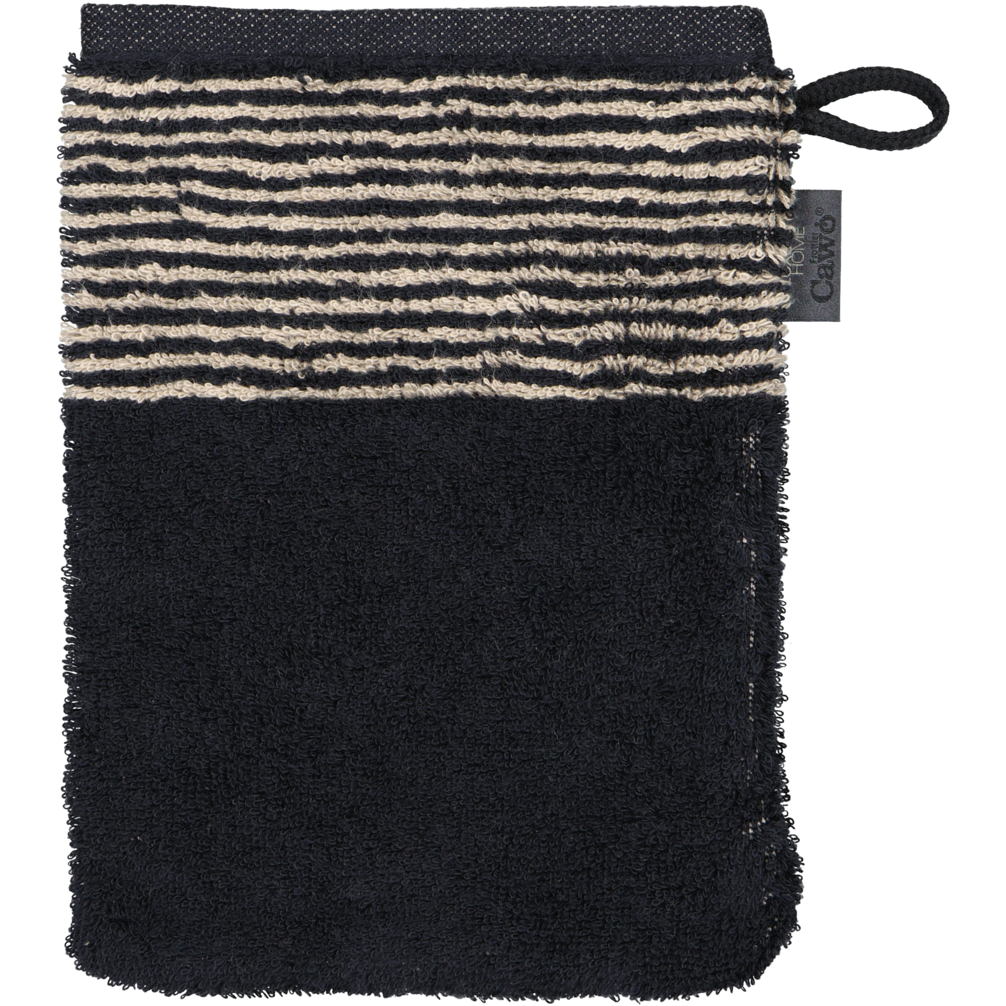Cawö Handtücher Luxury Home Two-Tone 590 schwarz - 93 - Waschhandschuh 16x22 cm