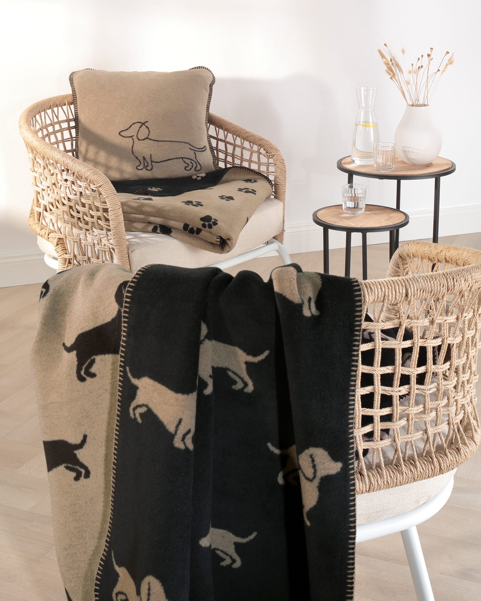 Cawö Handtücher WE LOVE DOGS 6246 Schwarz-Beige - 93 - Gästetuch 30x50 cm