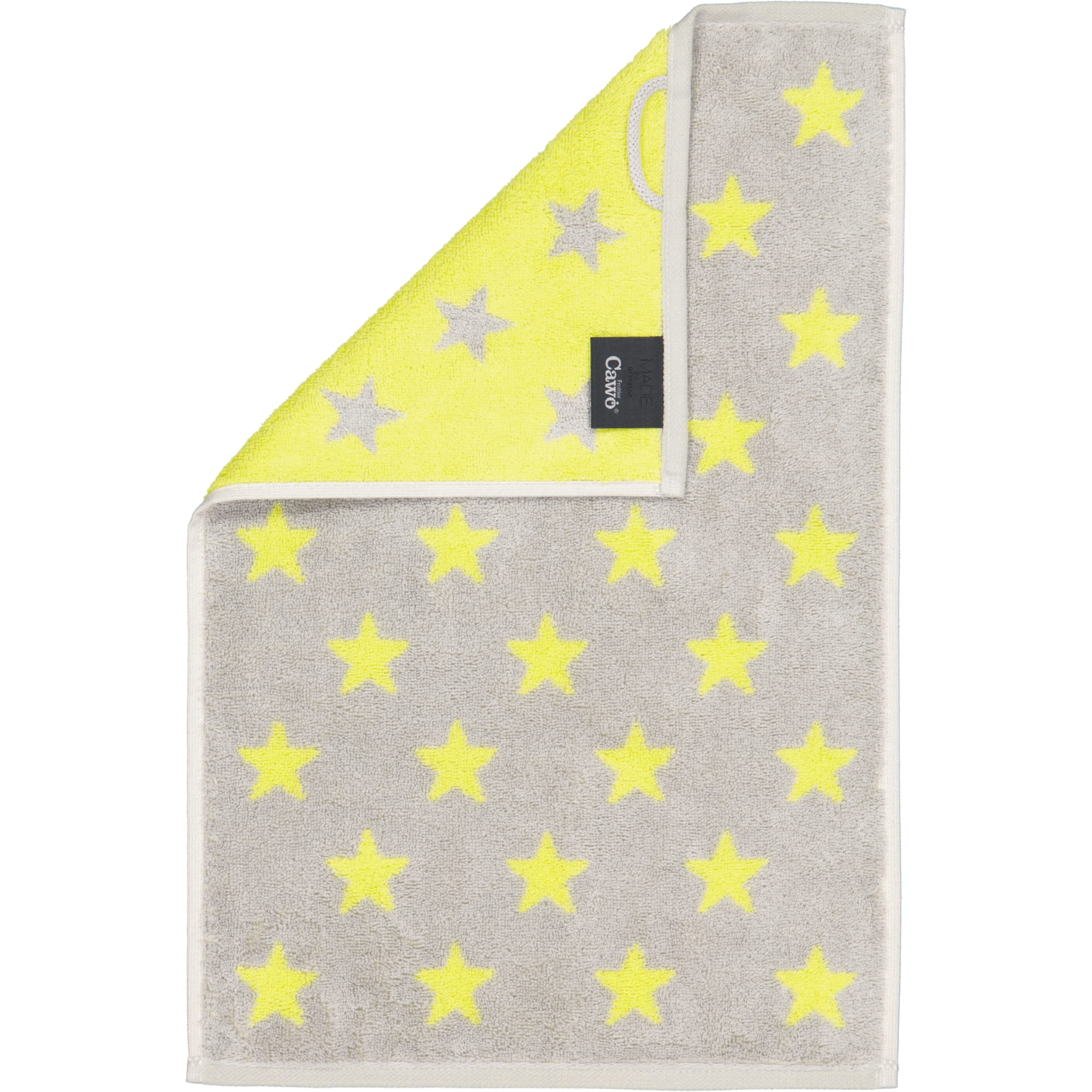 Cawö Handtücher NEW STARS Sterne klein 6261 platin/lime - 75 - Gästetuch 30x50 cm