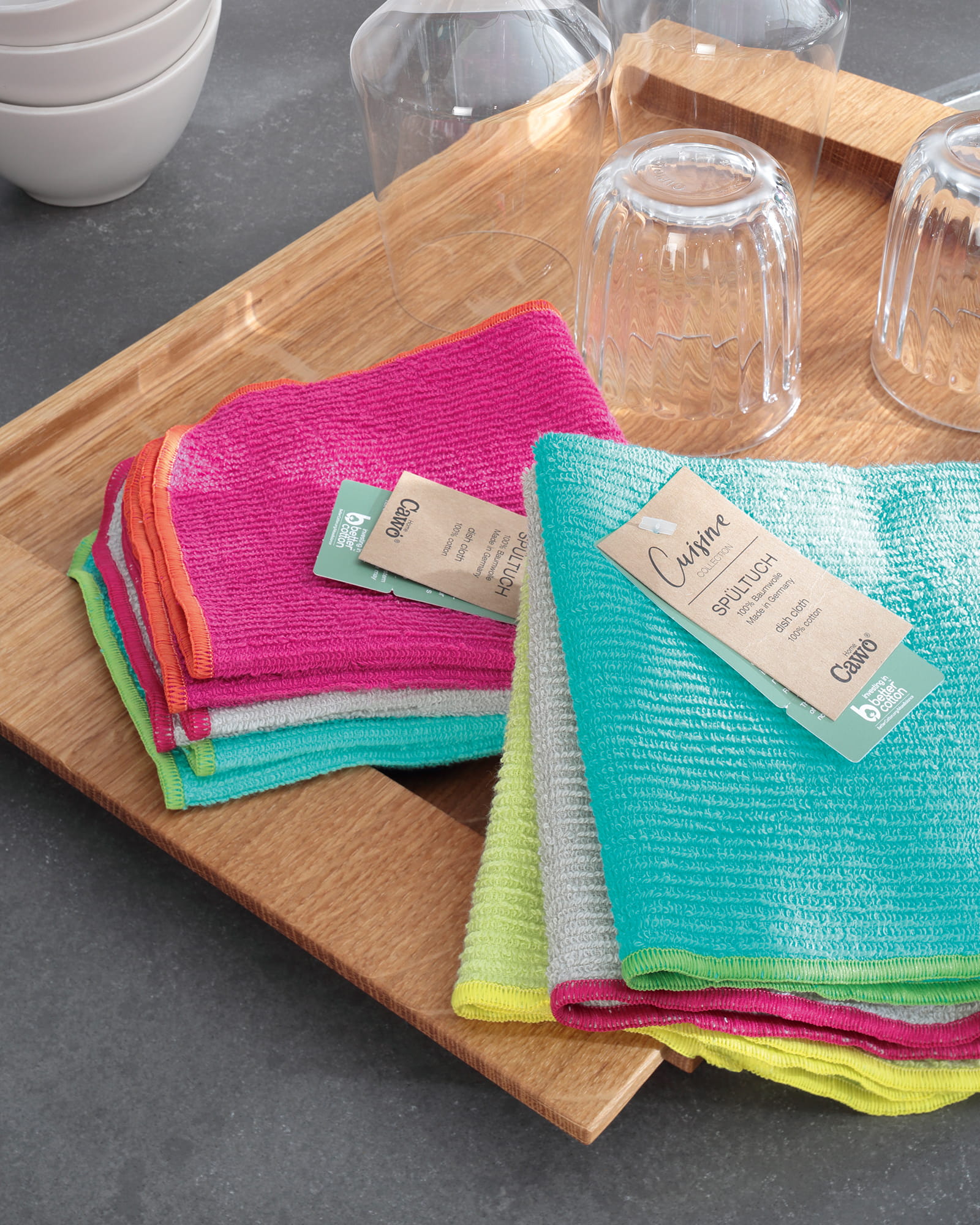 Cawö Spültücher Trio 550 3er Set lemon/pink - 52 - 30x30 cm