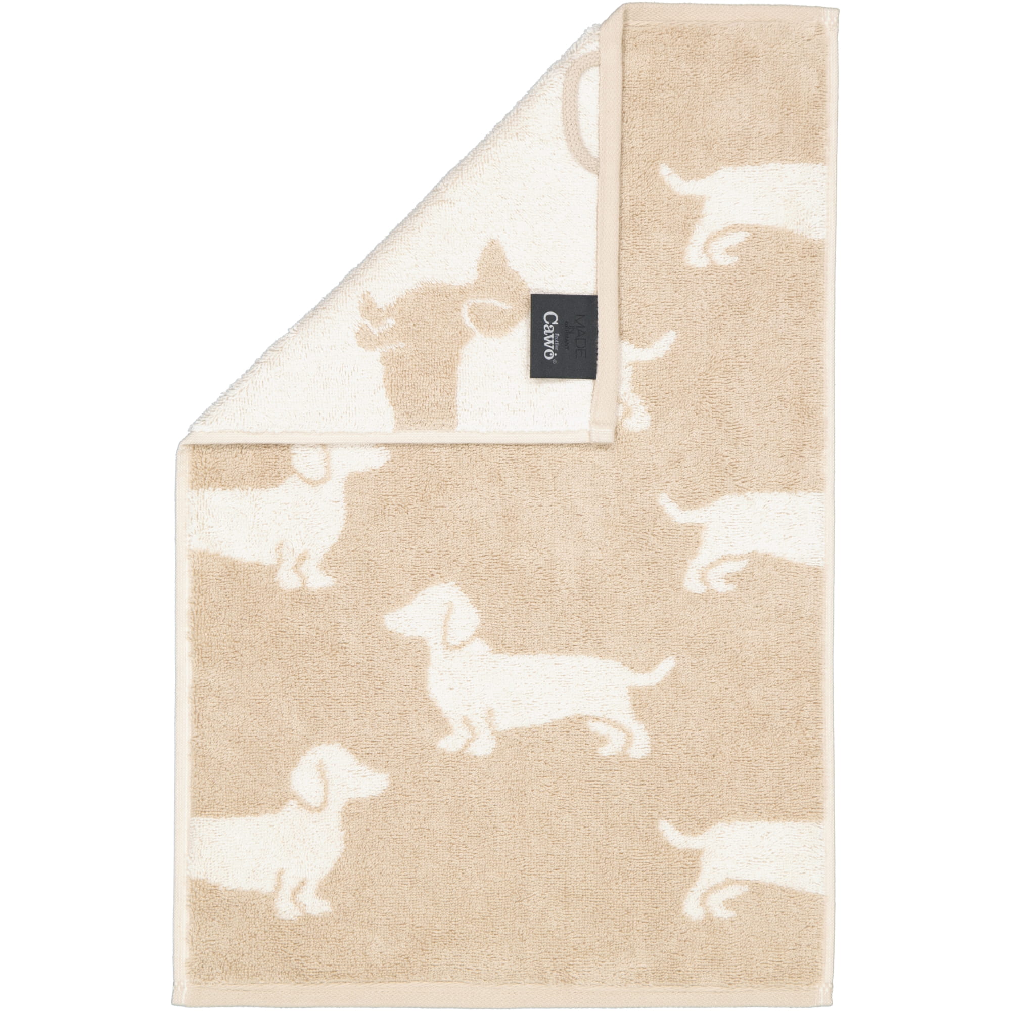Cawö Handtücher WE LOVE DOGS 6246 Natur-Beige - 33 - Gästetuch 30x50 cm