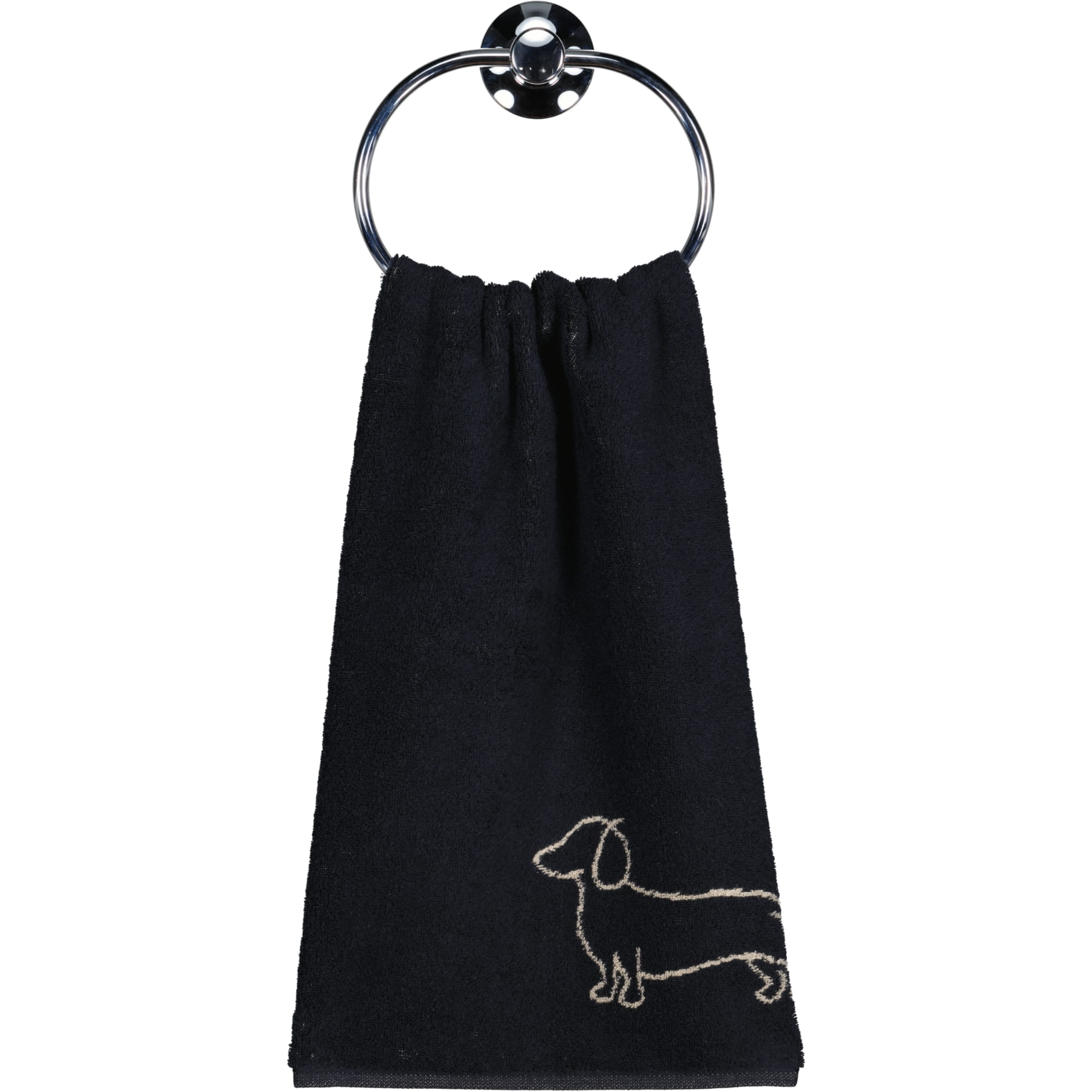 Cawö Handtücher WE LOVE DOGS Companion 6248 Schwarz-Beige - 93 - Handtuch 50x100 cm