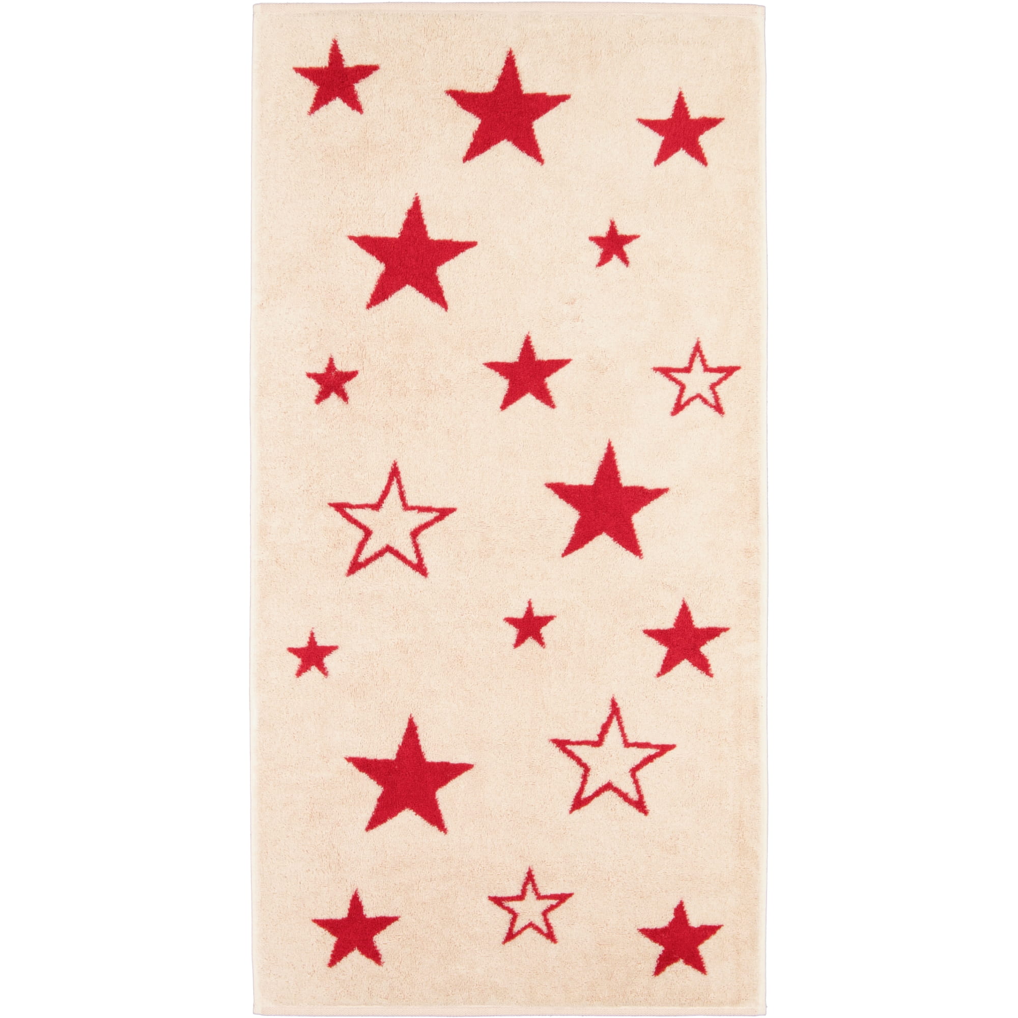 Cawö Handtücher Christmas Edition Sterne 792 natur-rot - 32 - Handtuch 50x100 cm