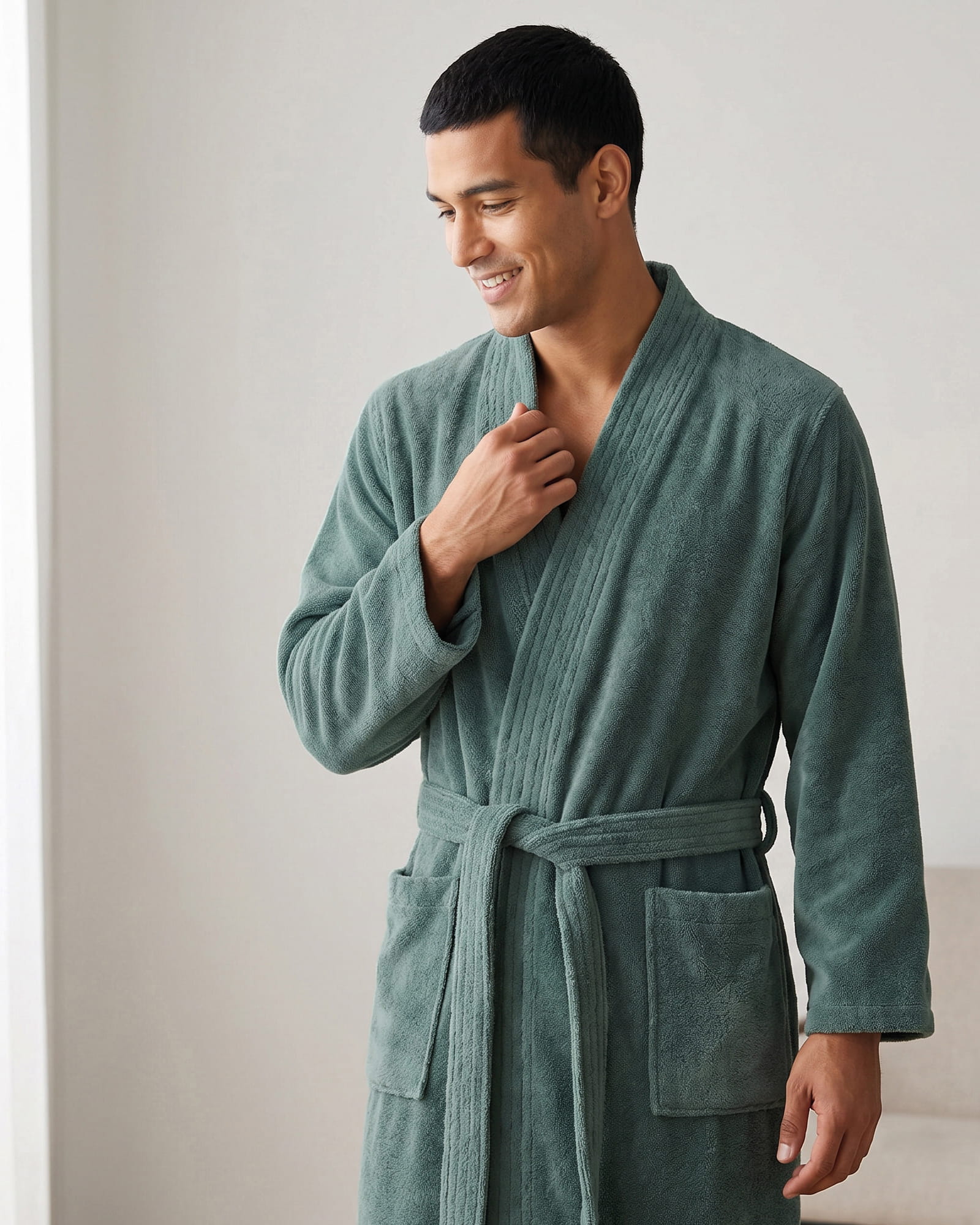 Cawö Home Bademäntel Herren Kimono 800 mineral - 44