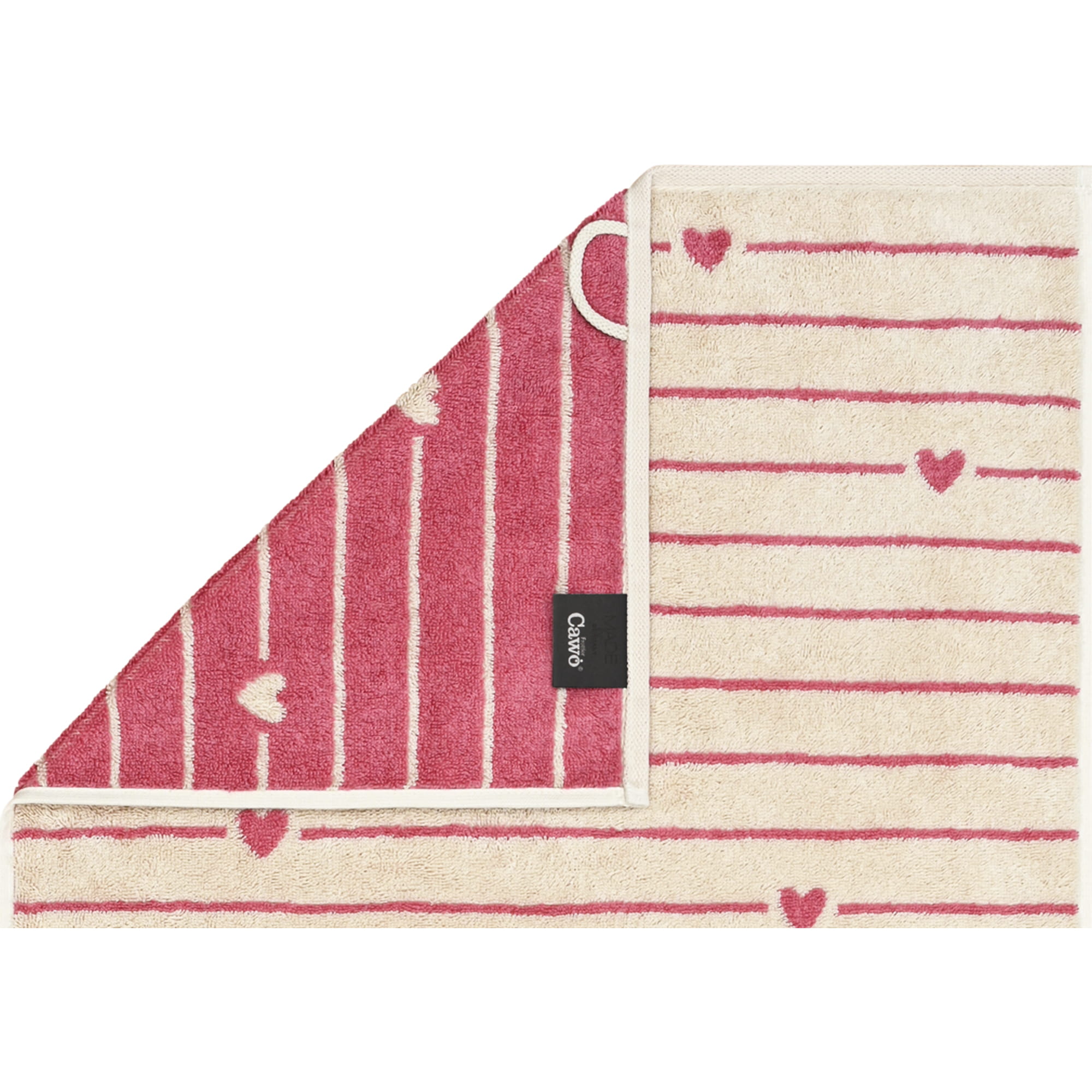 Cawö Handtücher Heart Beats Lines & Hearts 6276 beere - 32 - Gästetuch 30x50 cm