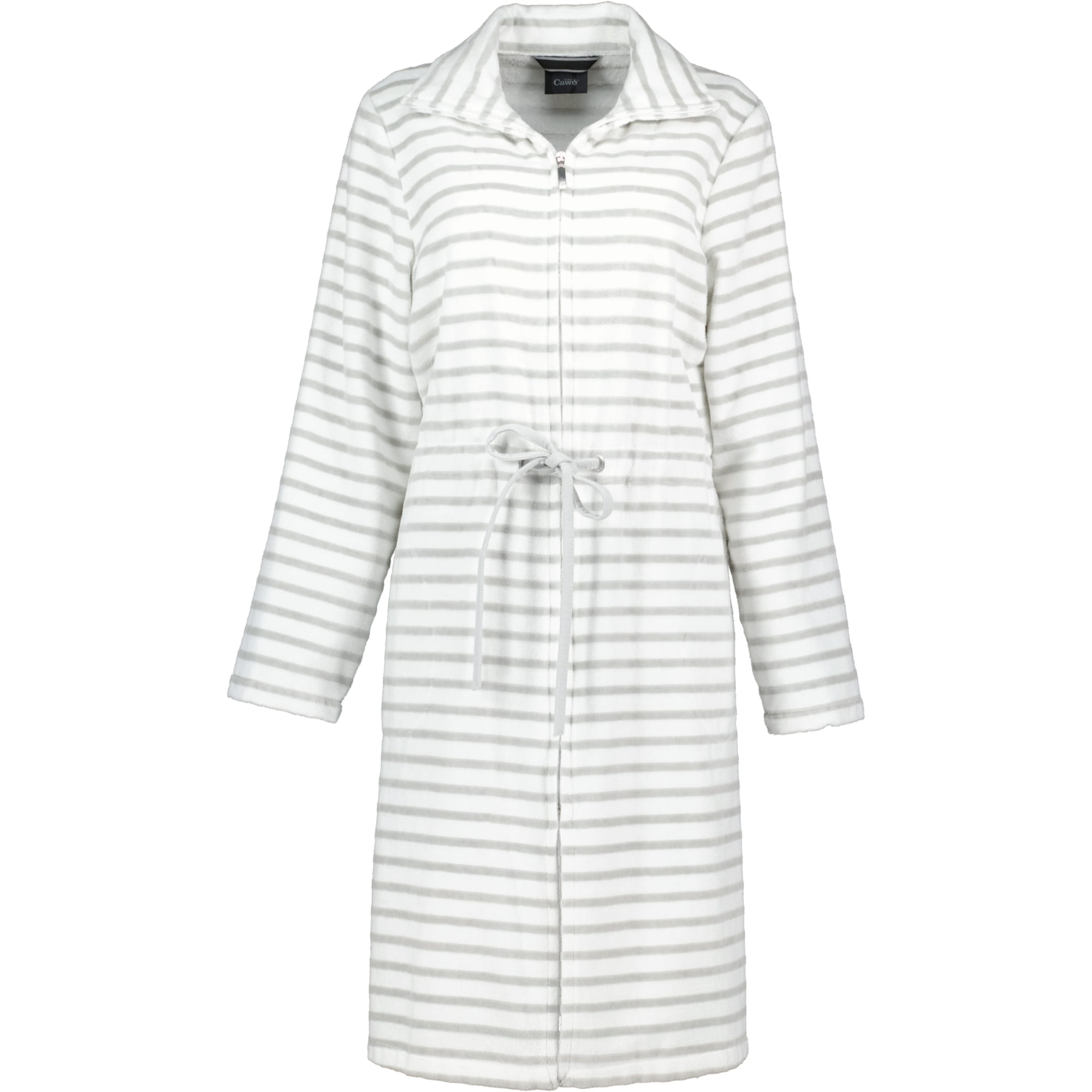 Cawö - Damen Bademantel Reißverschluss Breton 6597 - Farbe: silber - 76