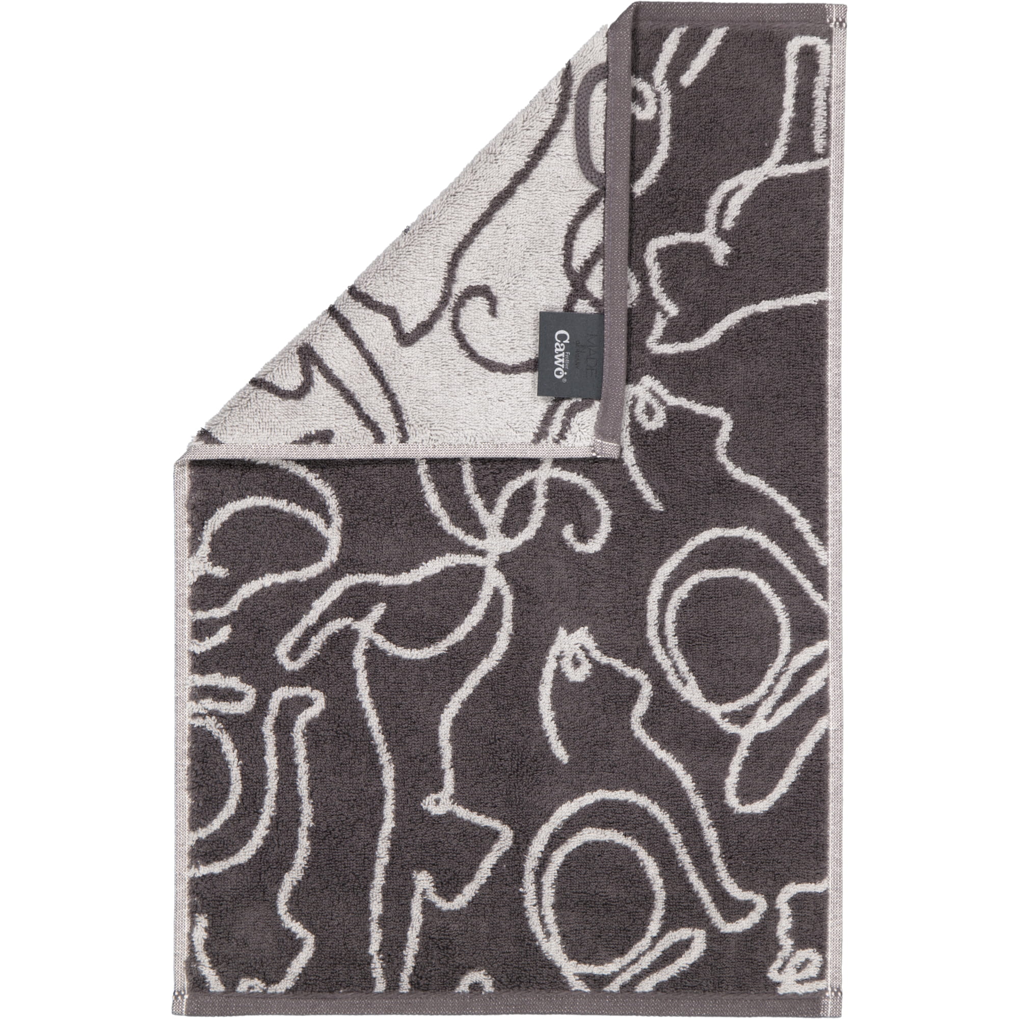 Cawö Handtücher CUTE CATS EDITION Cats 6264 basalt/platin - 77 - Gästetuch 30x50 cm