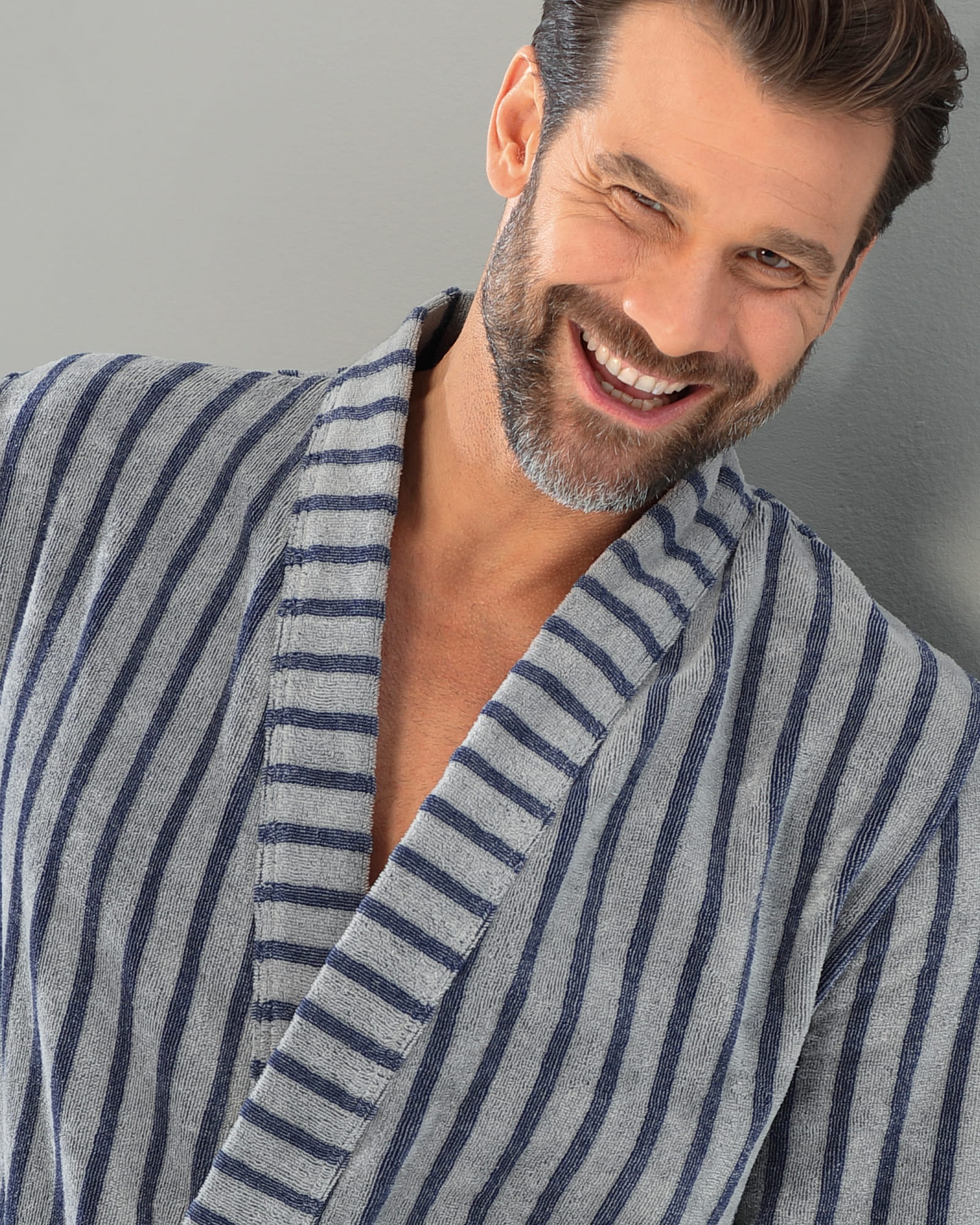 Cawö Home Herren Bademantel Kimono 5505 - Farbe: denim - 17