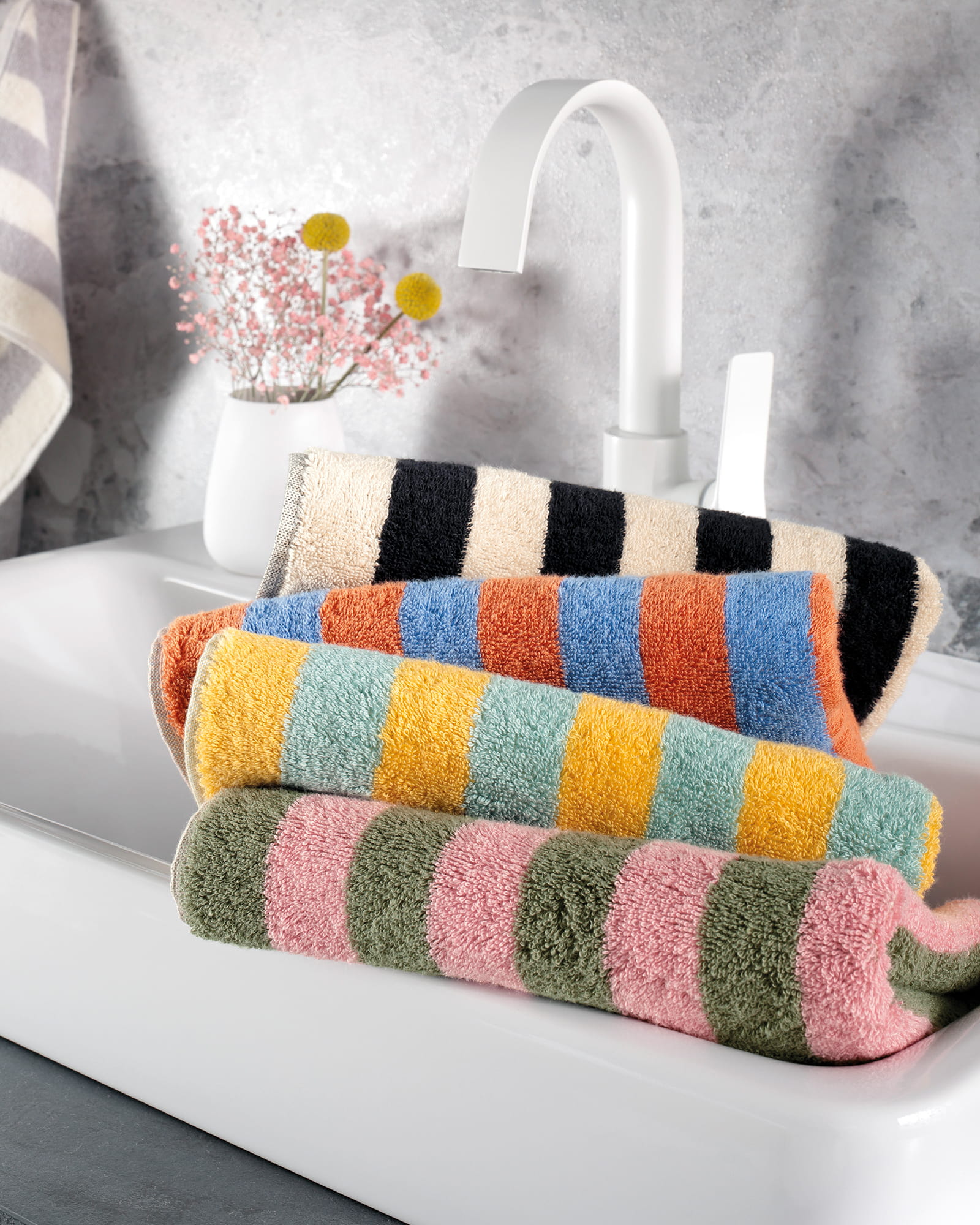 Cawö Handtücher Bold Streifen 6277 mint/gelb - 45 - Duschtuch 70x140 cm