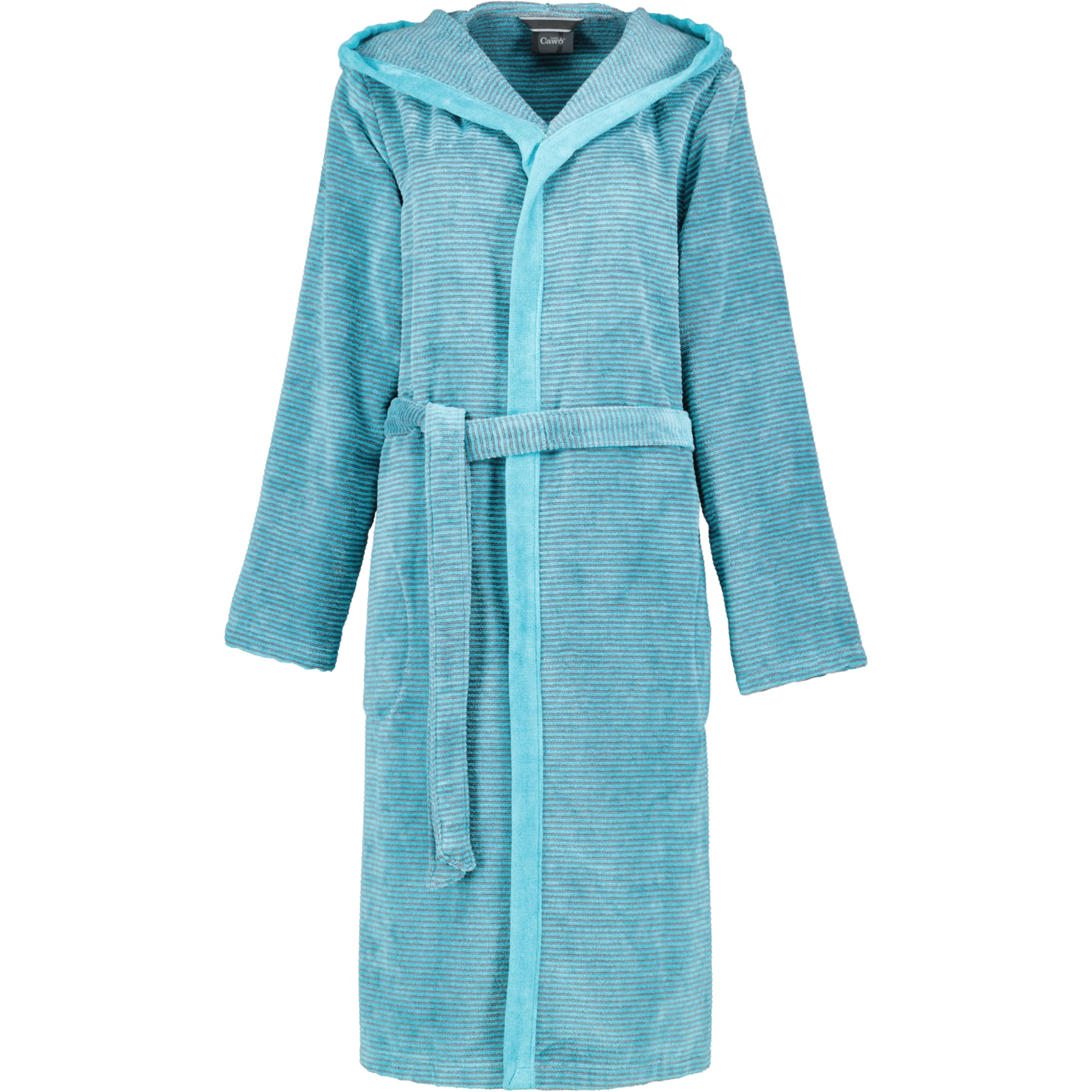 Cawö - Damen Bademantel Two-Tone Kapuze 6425 - Farbe: türkis - 47