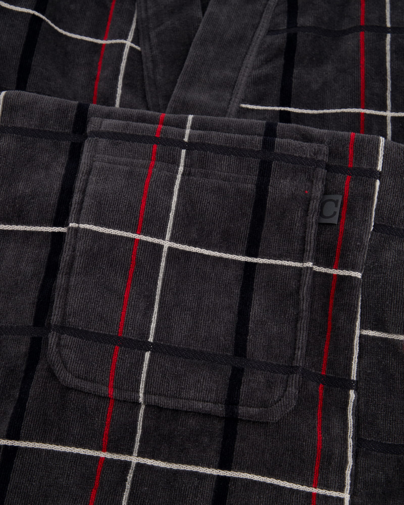 Cawö Herren Bademantel Kimono 4853 - Farbe: anthrazit-rot - 79