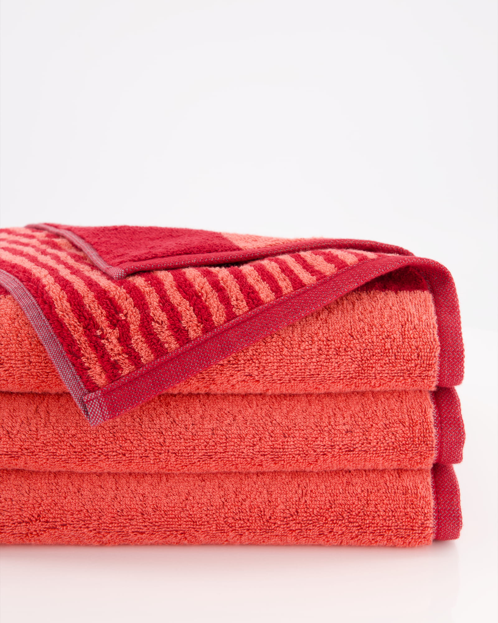 Möve Handtücher Superwuschel Blockstreifen ruby/coral - 021