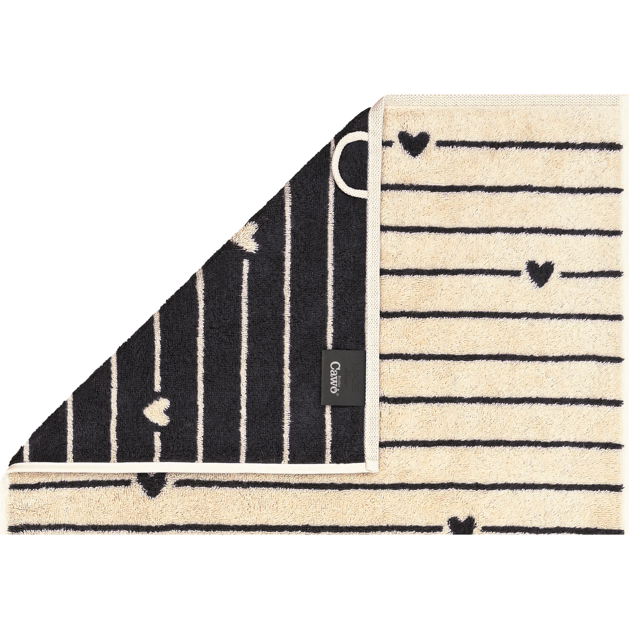Cawö Handtücher Heart Beats Lines & Hearts 6276 basalt - 37 - Gästetuch 30x50 cm
