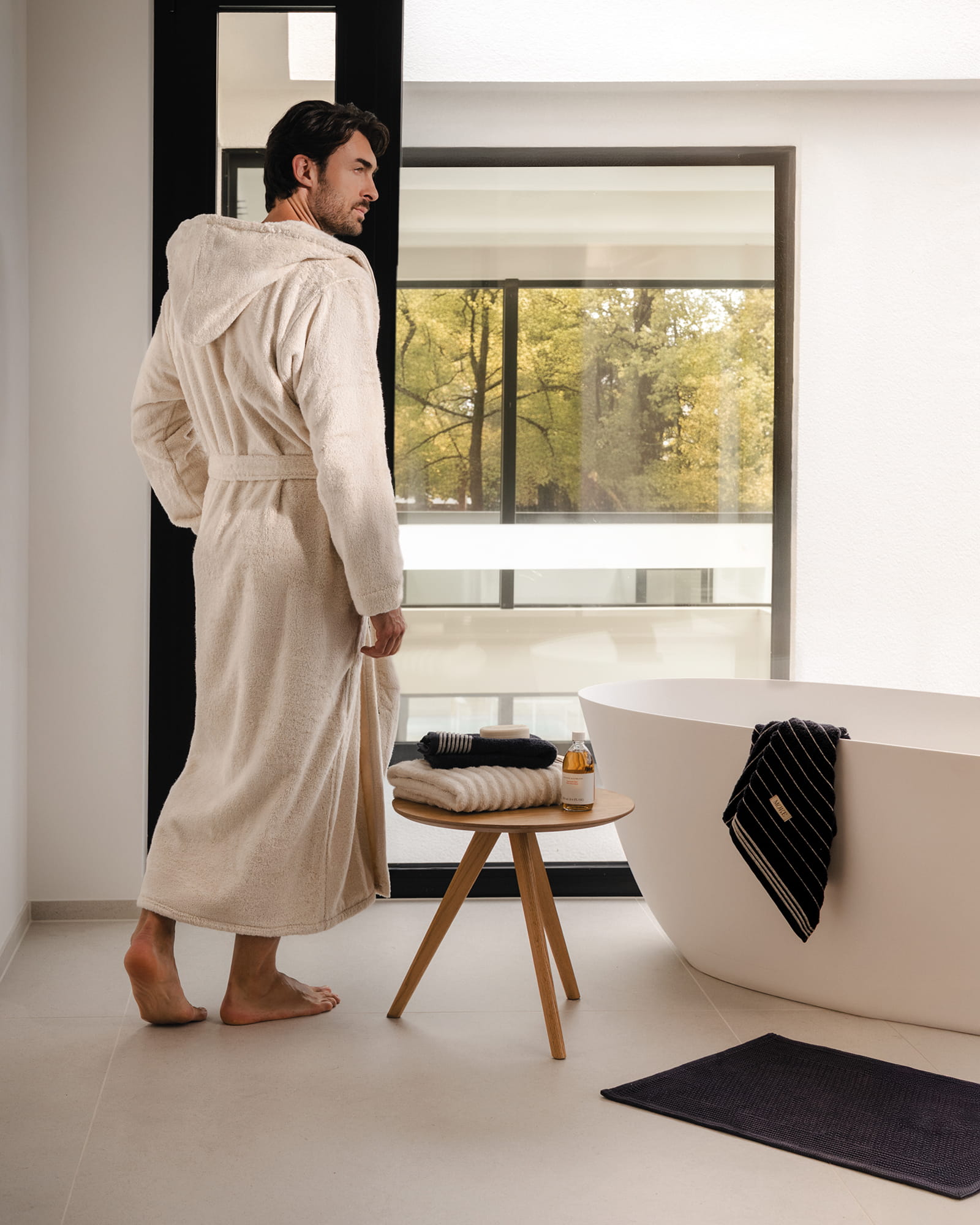 Möve Bademantel Kapuze Wellness (extralang) - Farbe: natur - 869