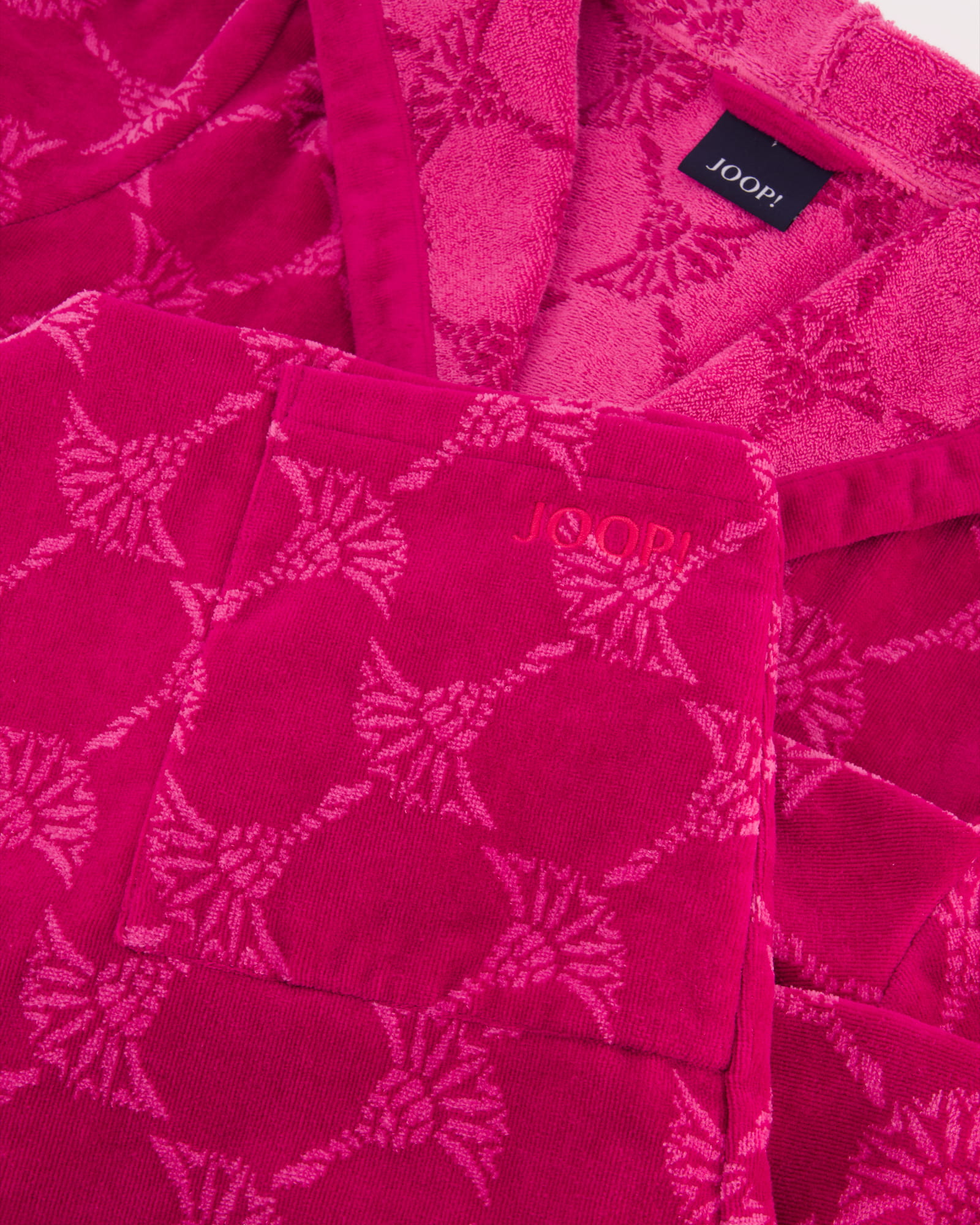 JOOP! Damen Bademantel Cornflower - Kapuze 1646 - Farbe: Cassis - 22
