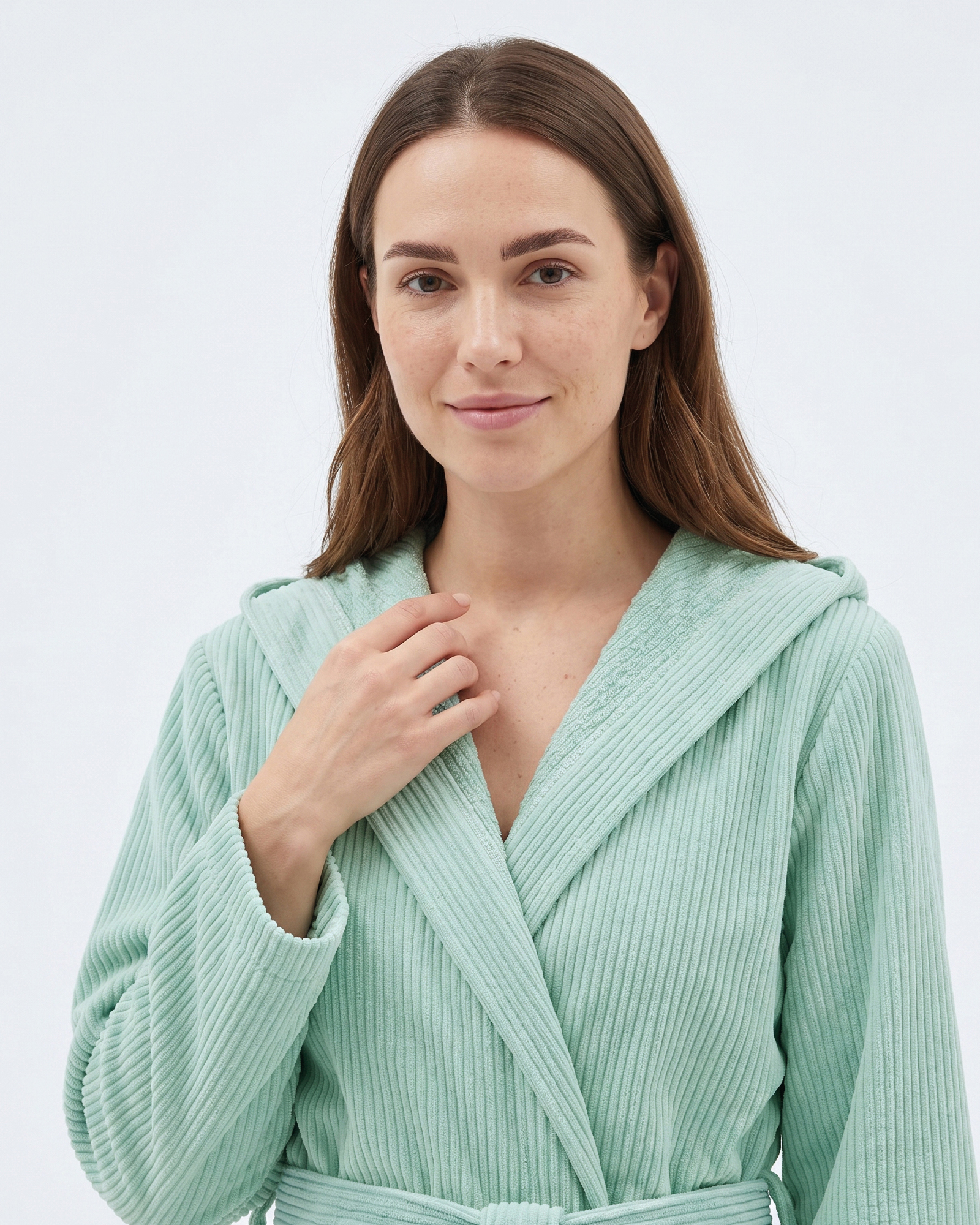 Cawö Bademäntel Damen Kapuze Cord-Optik 6140 mint - 414
