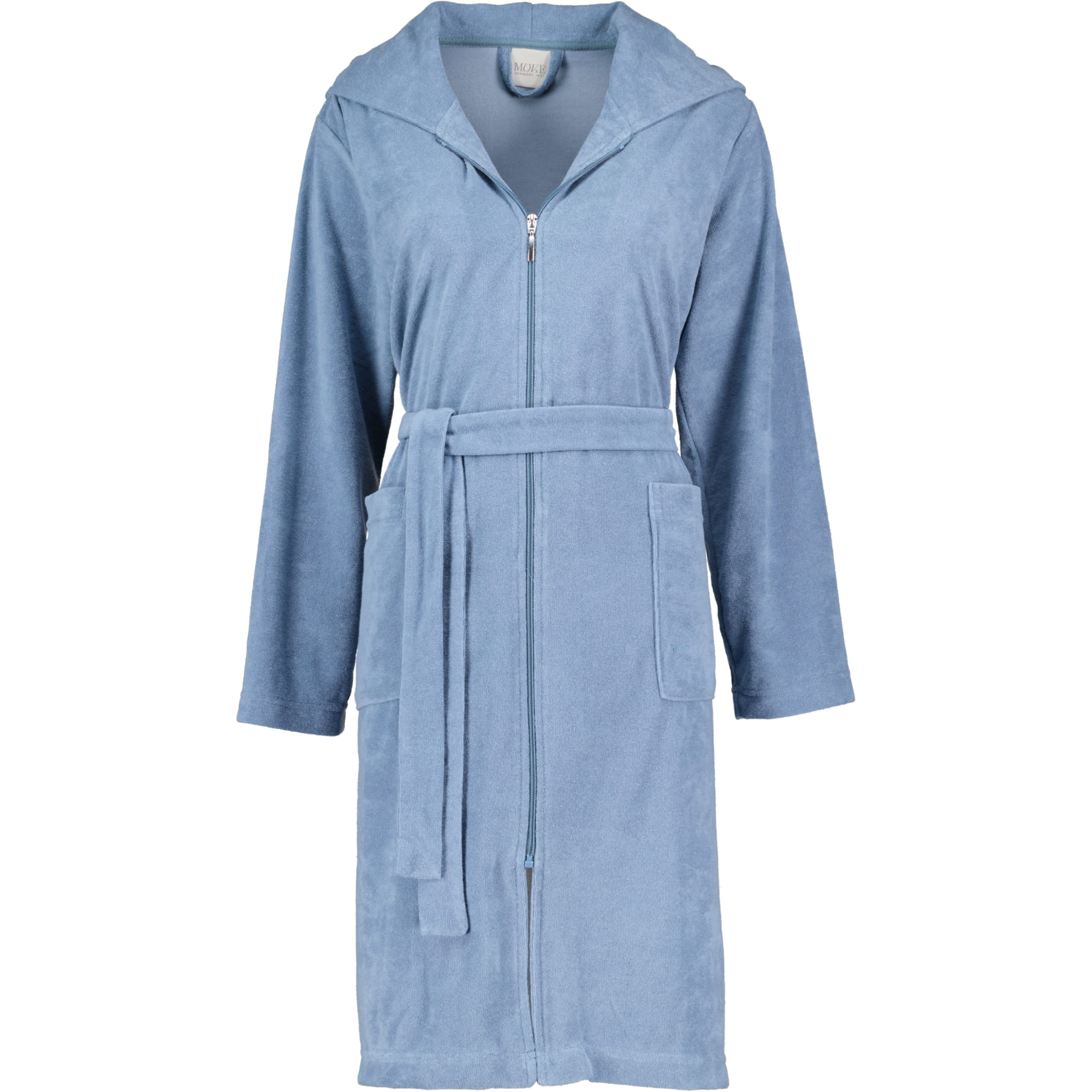 Möve Bademäntel Damen Kapuze Reißverschluss steel blue - 847