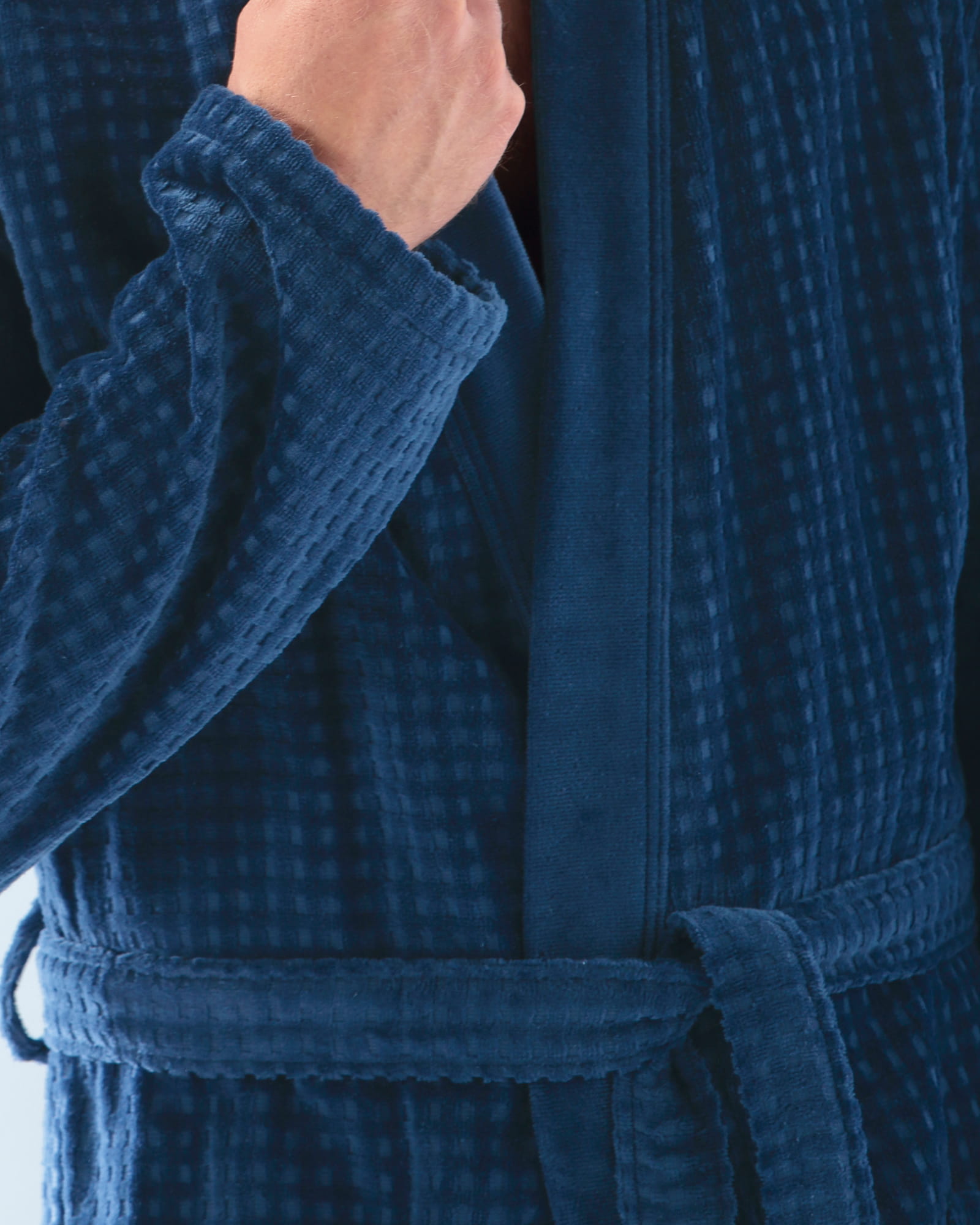 Cawö Herren Bademantel Kimono 3714 - Farbe: saphir - 166