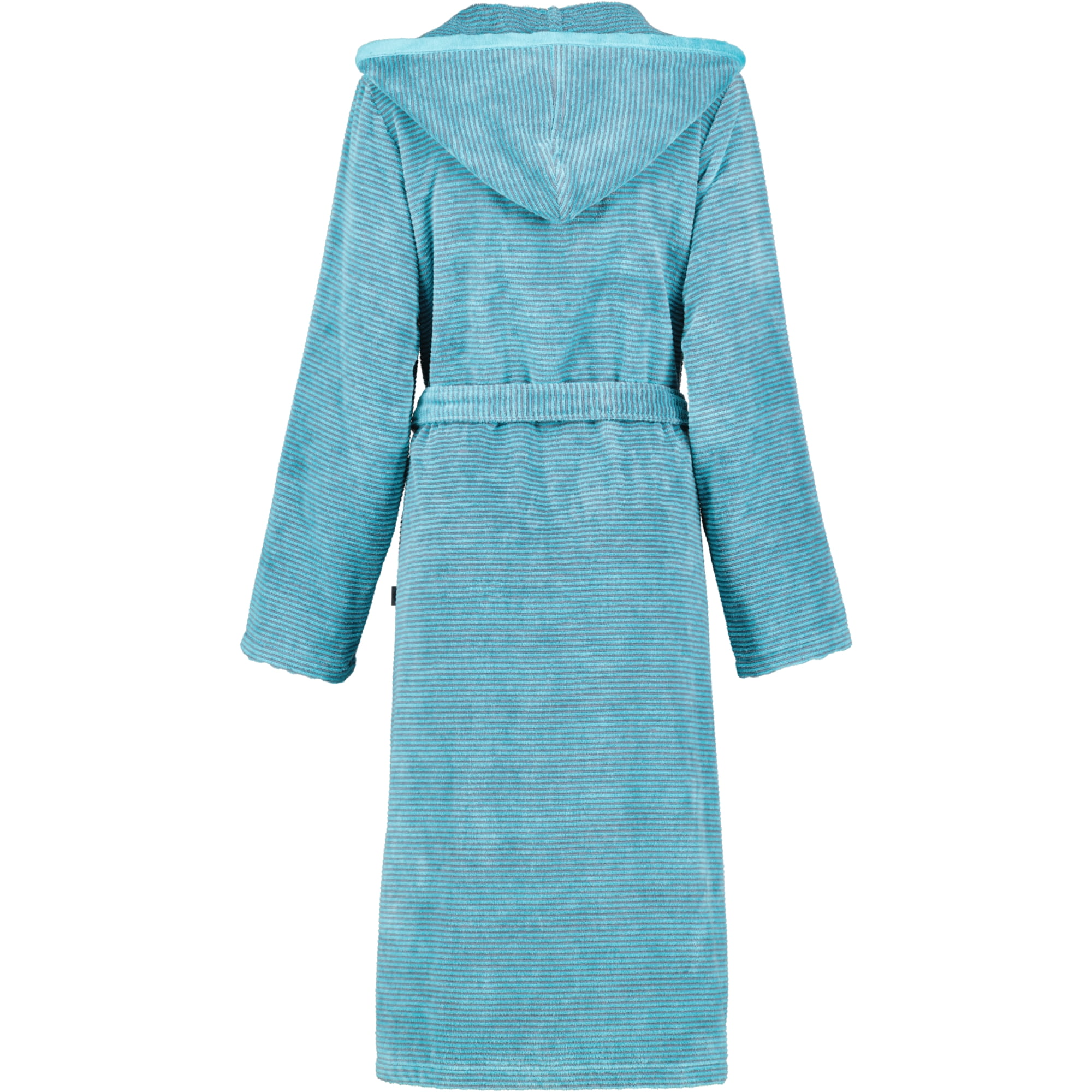 Cawö - Damen Bademantel Two-Tone Kapuze Reißverschluss 6432 - Farbe: türkis - 47