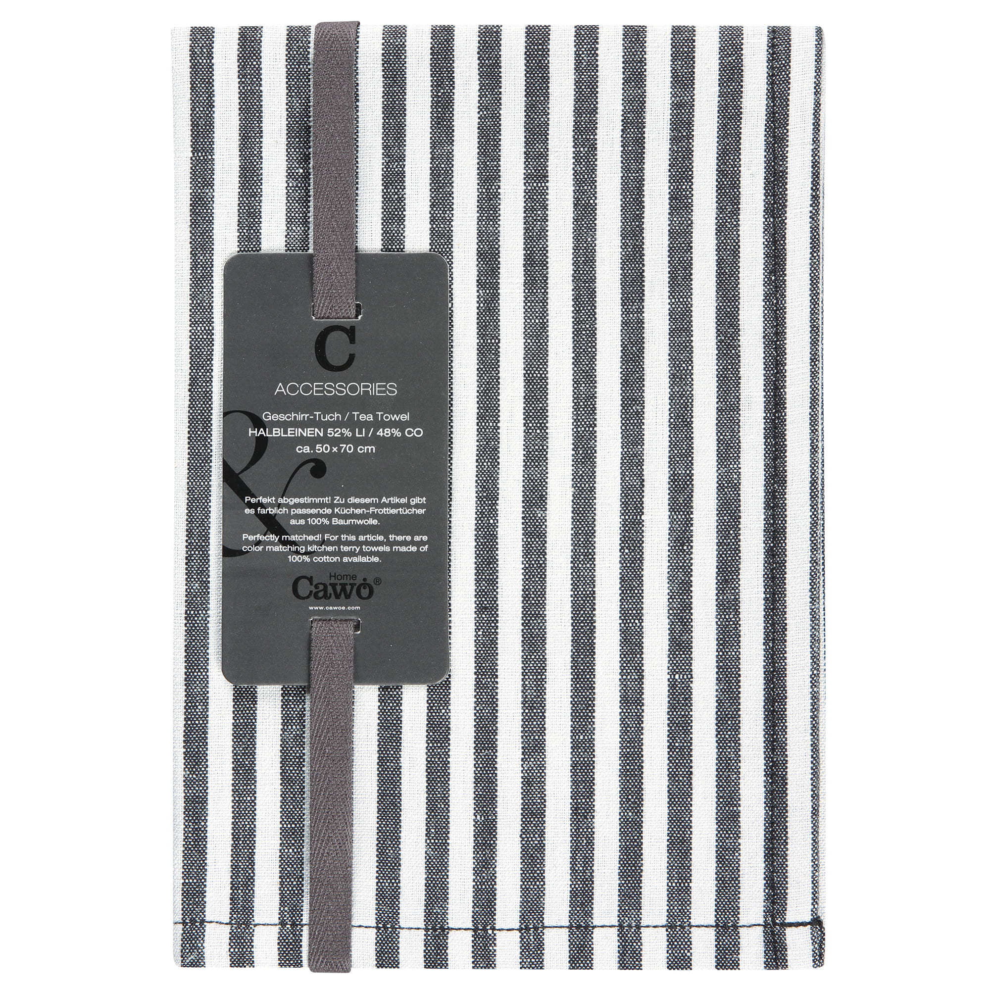 Cawö Cuisine Zoom Streifen 121 - Geschirrtuch 50x700 cm - Farbe: schwarz - 97