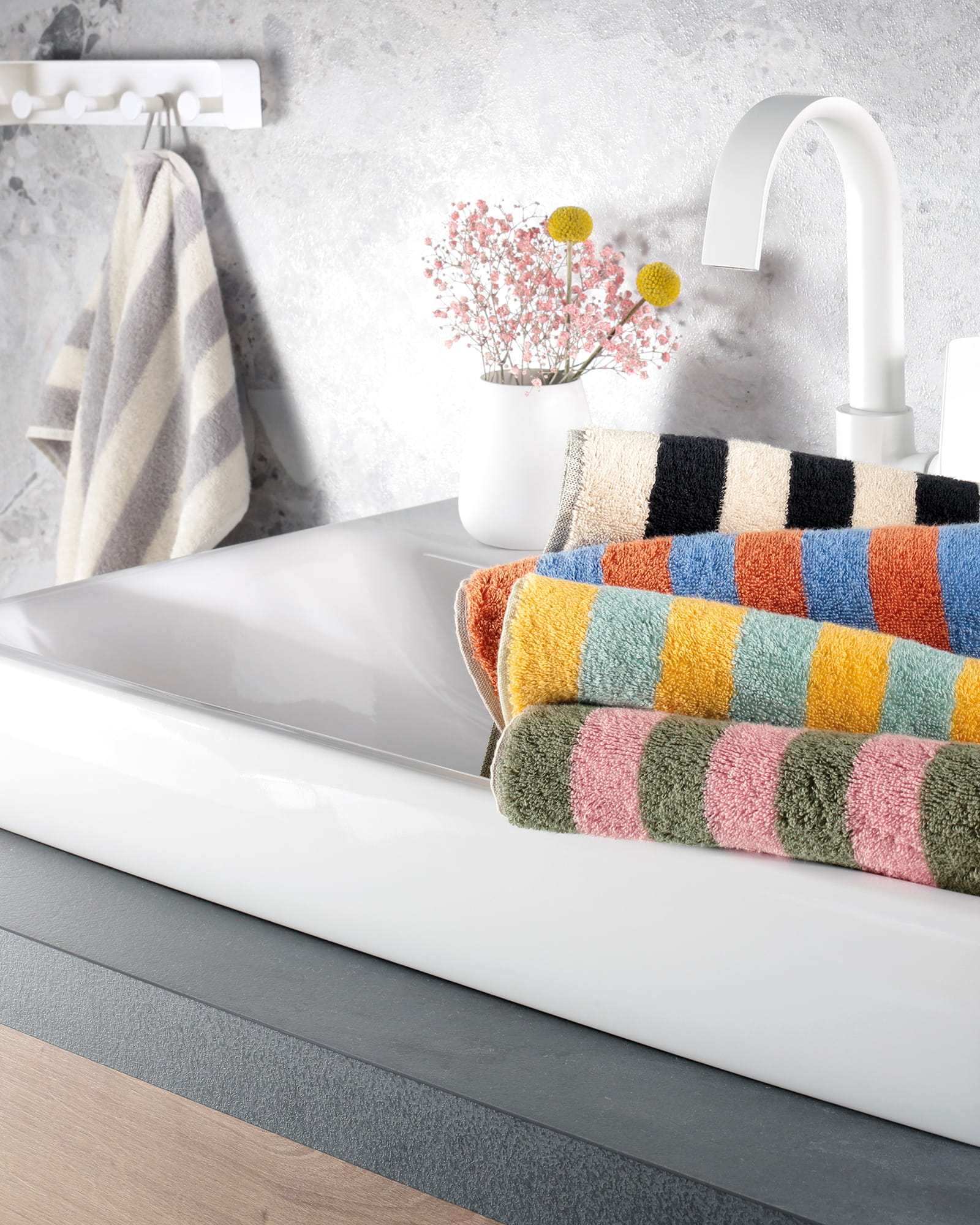 Cawö Handtücher Bold Streifen 6277 blau/terra - 13 - Duschtuch 70x140 cm