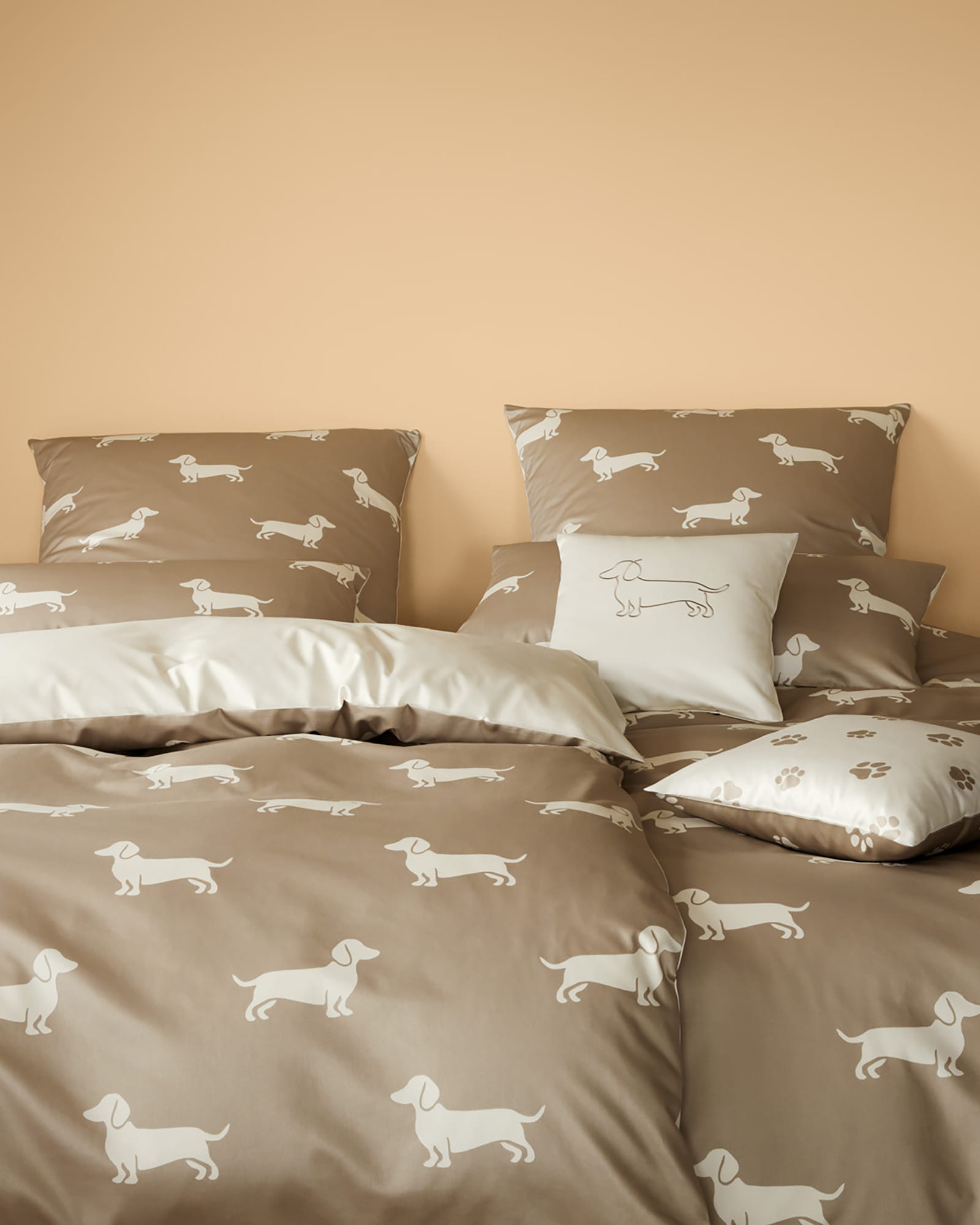 elegante Bettwäsche WE LOVE DOGS Dogs 24540 Natur-Beige - 7