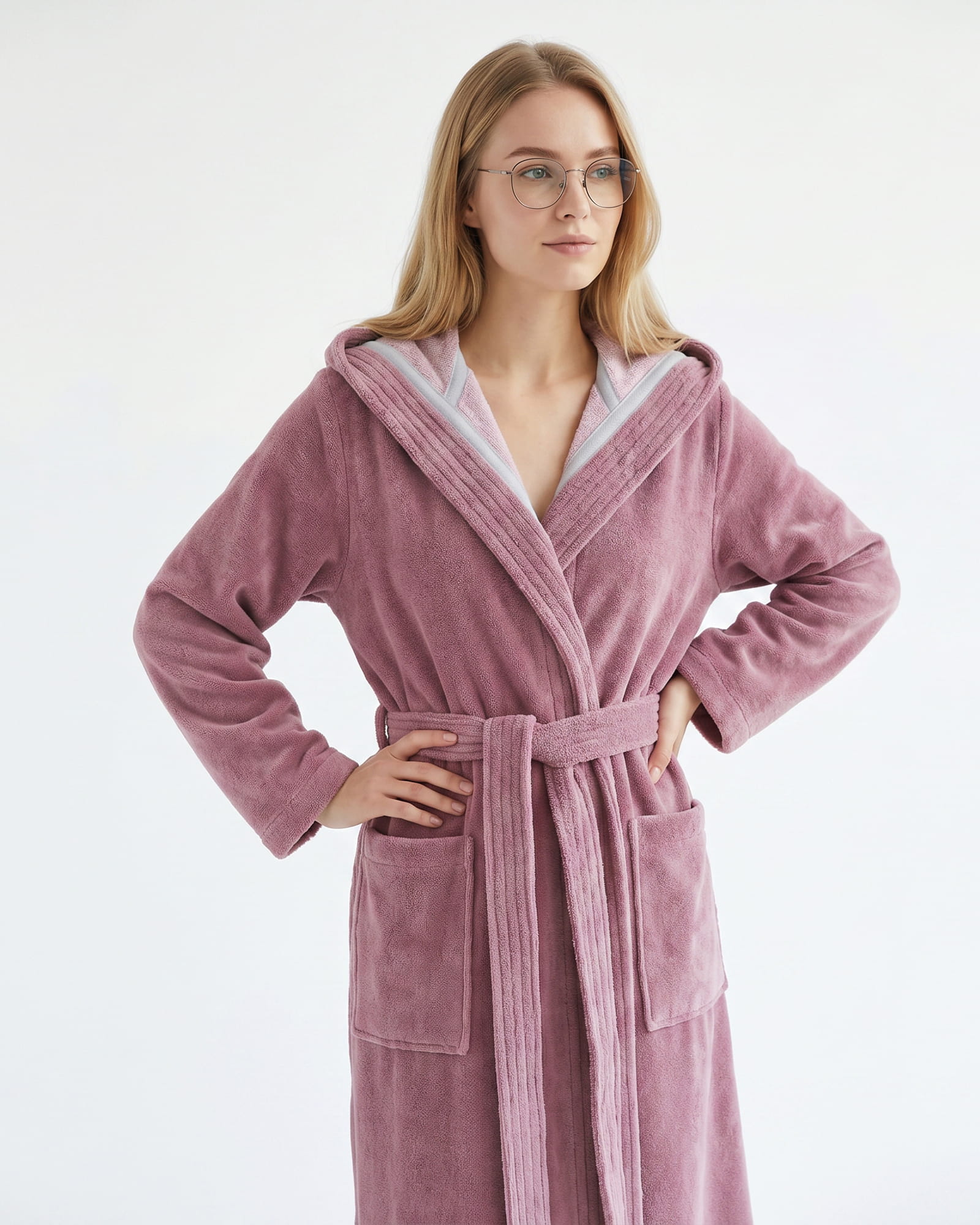 Cawö Home Bademäntel Damen Kapuze 802 malve - 88 - L