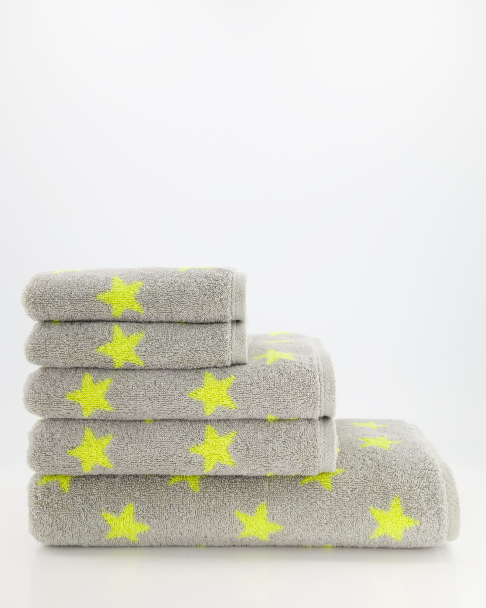 Cawö Handtücher NEW STARS Sterne klein 6261 platin/lime - 75 - Gästetuch 30x50 cm