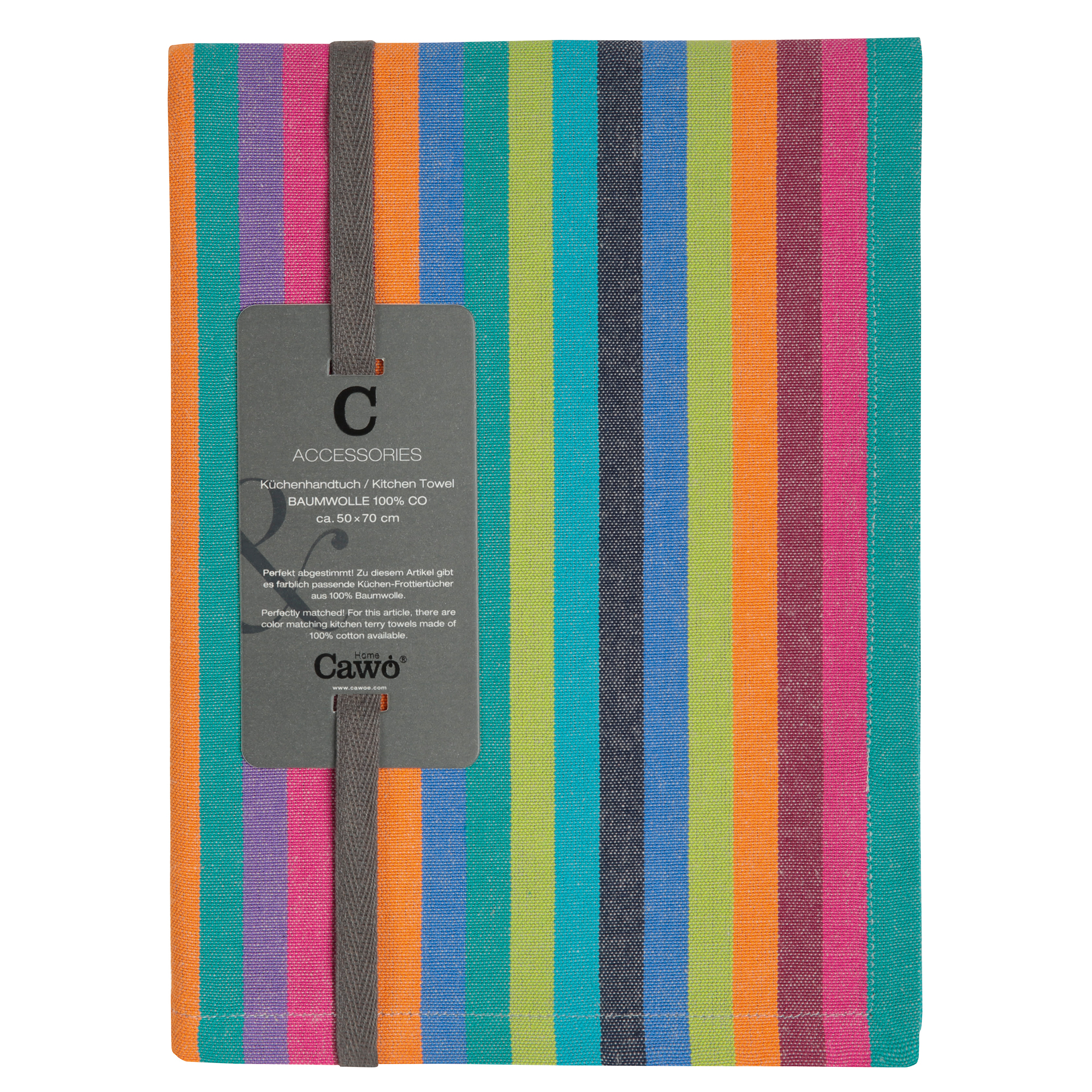 Cawö Home Geschirrtücher Cuisine Lifestyle Streifen 7048 multicolor dunkel - 84 - 50x70 cm