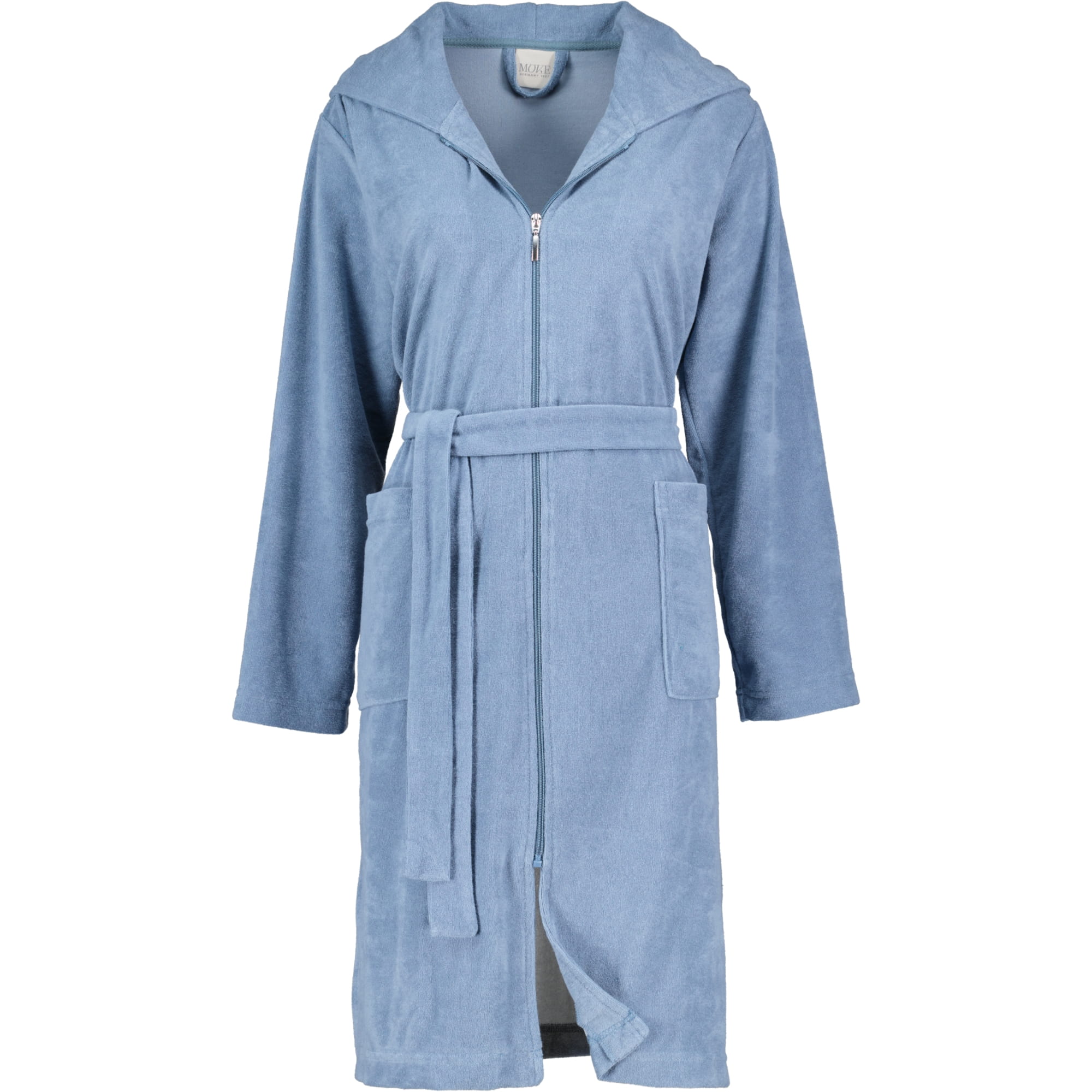 Möve Bademäntel Damen Kapuze Reißverschluss steel blue - 847