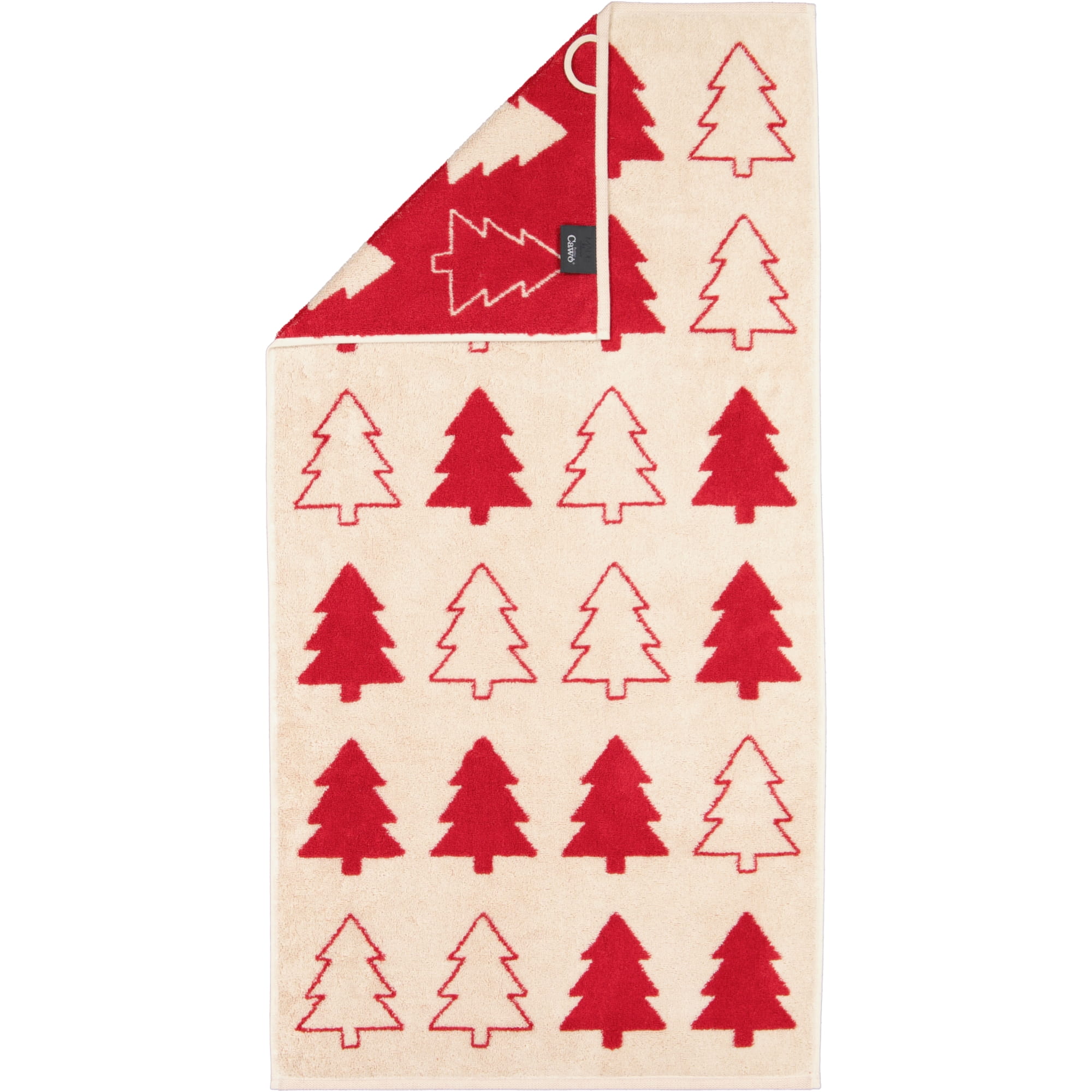 Cawö Handtücher Christmas Edition Tannenbäume 794 natur-rot - 32 - Handtuch 50x100 cm
