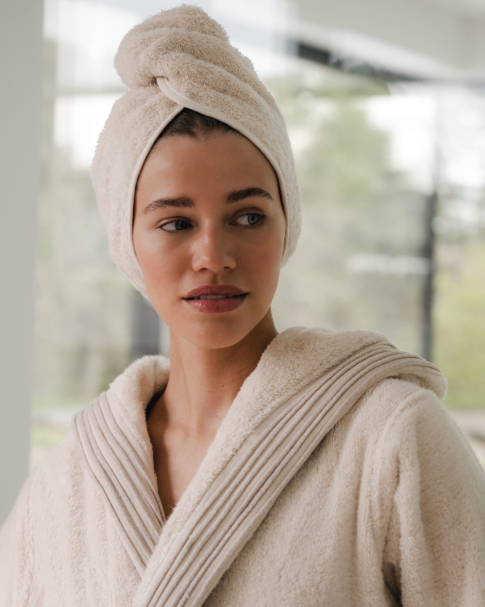 Möve Bademantel Kapuze Wellness (extralang) - Farbe: natur - 869