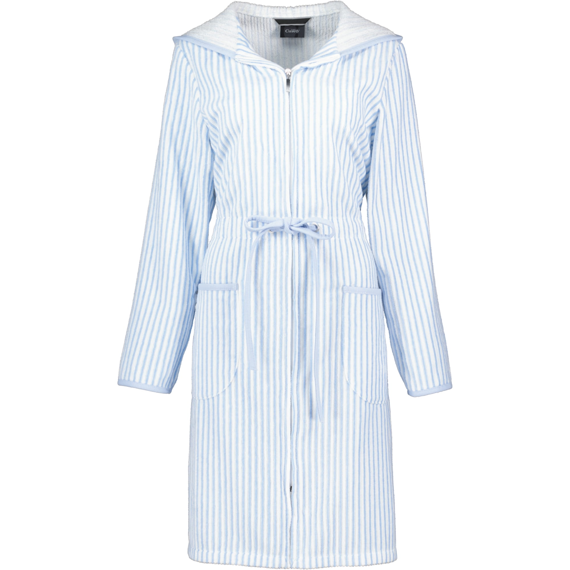 Cawö - Damen Bademantel kurz Kapuze TG RV 6416 - Farbe: mittelblau - 11